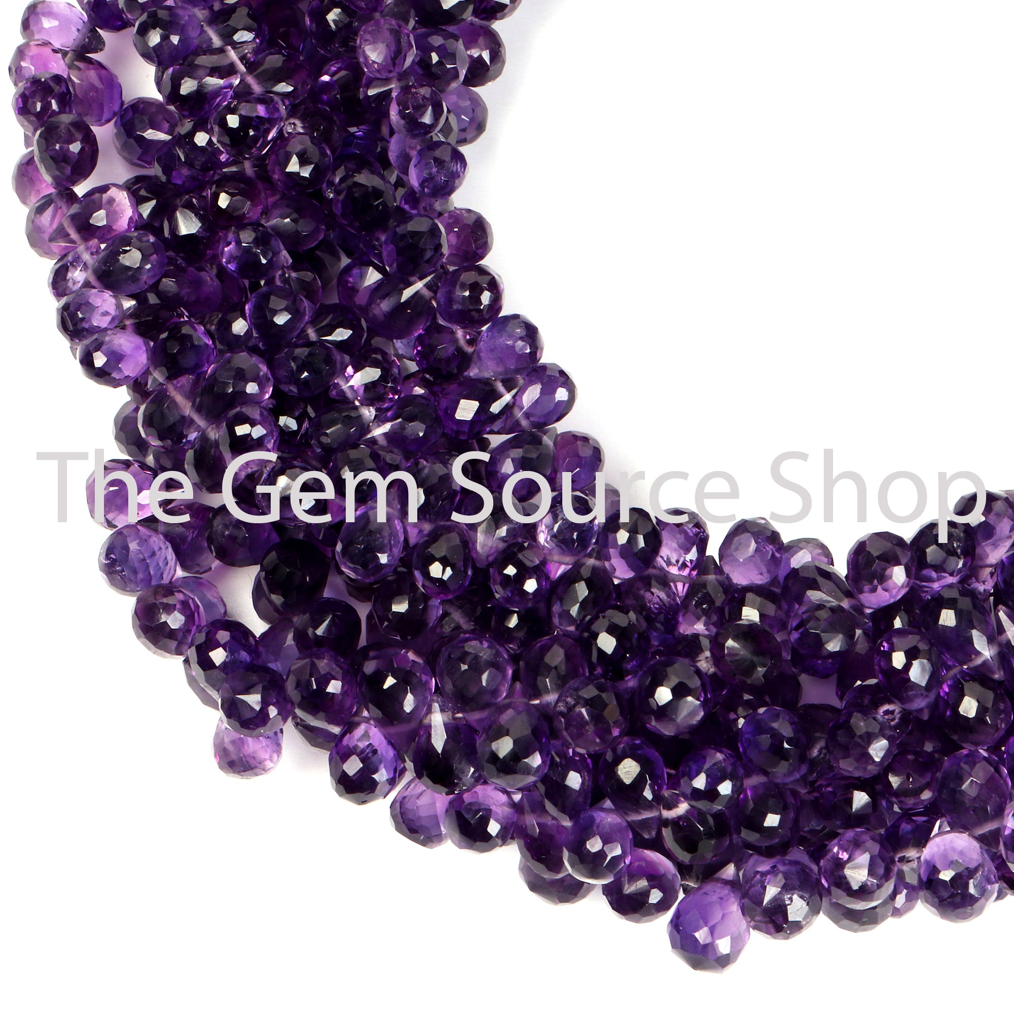 African Amethyst Faceted Drops Shape Gemstone Beads