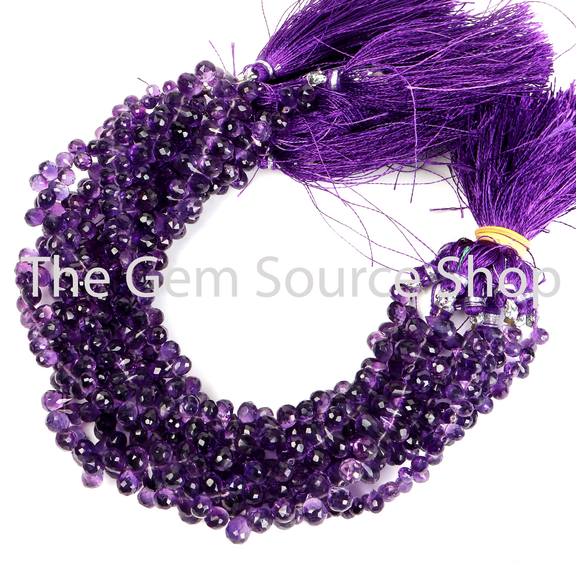 African Amethyst Faceted Drops Shape Gemstone Beads