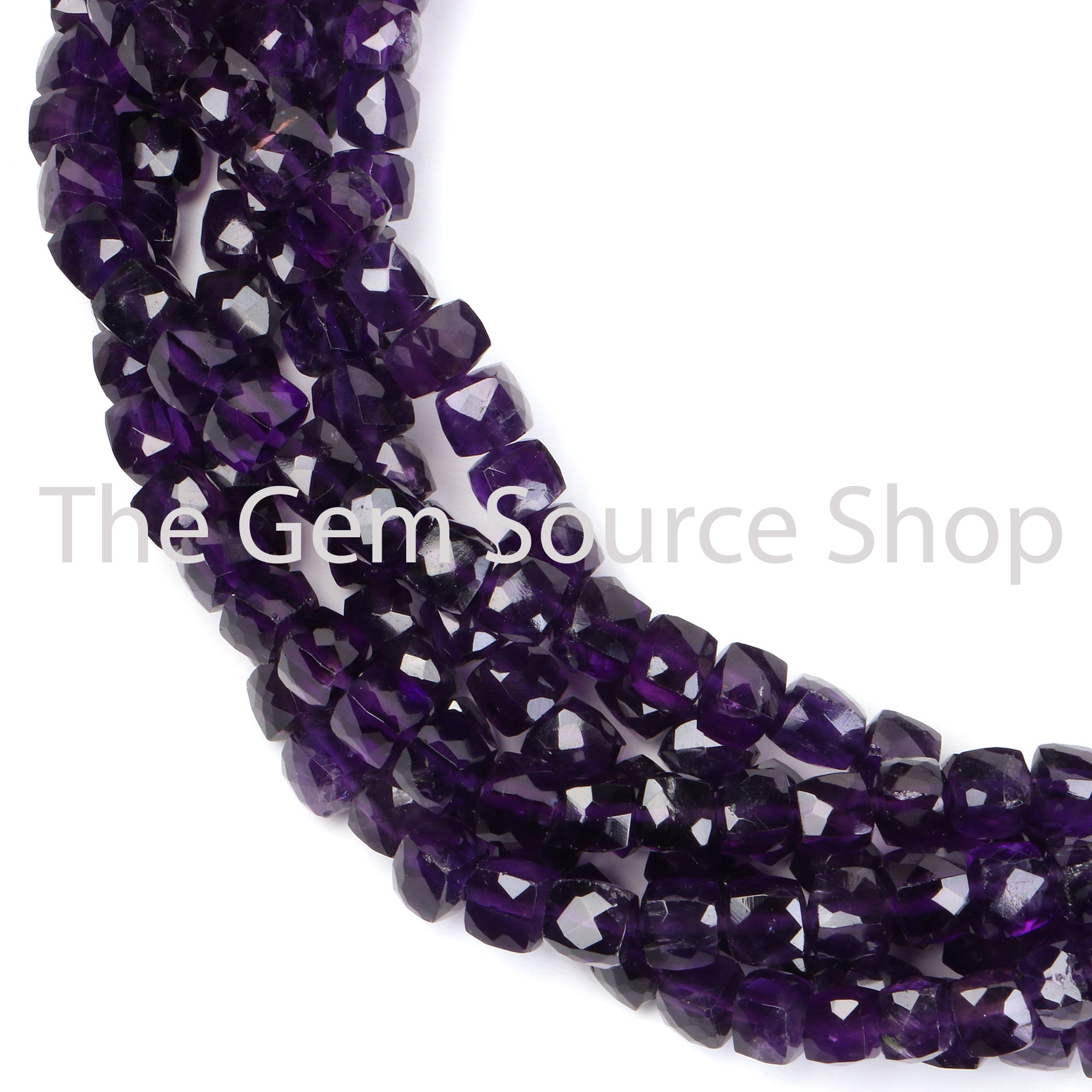 African Amethyst Faceted Box Shape Gemstone Beads TGS-2281