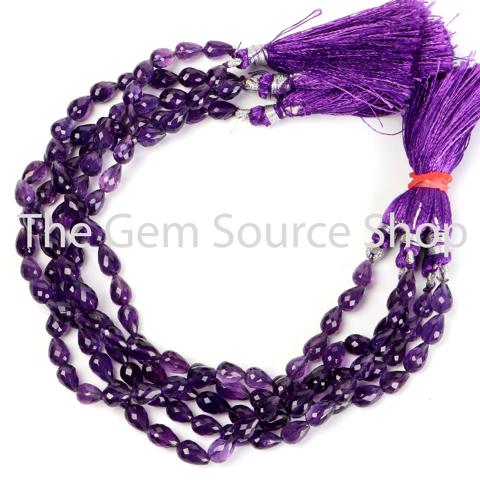 Amethyst Faceted Drops Shape Gemstone Beads TGS-2282