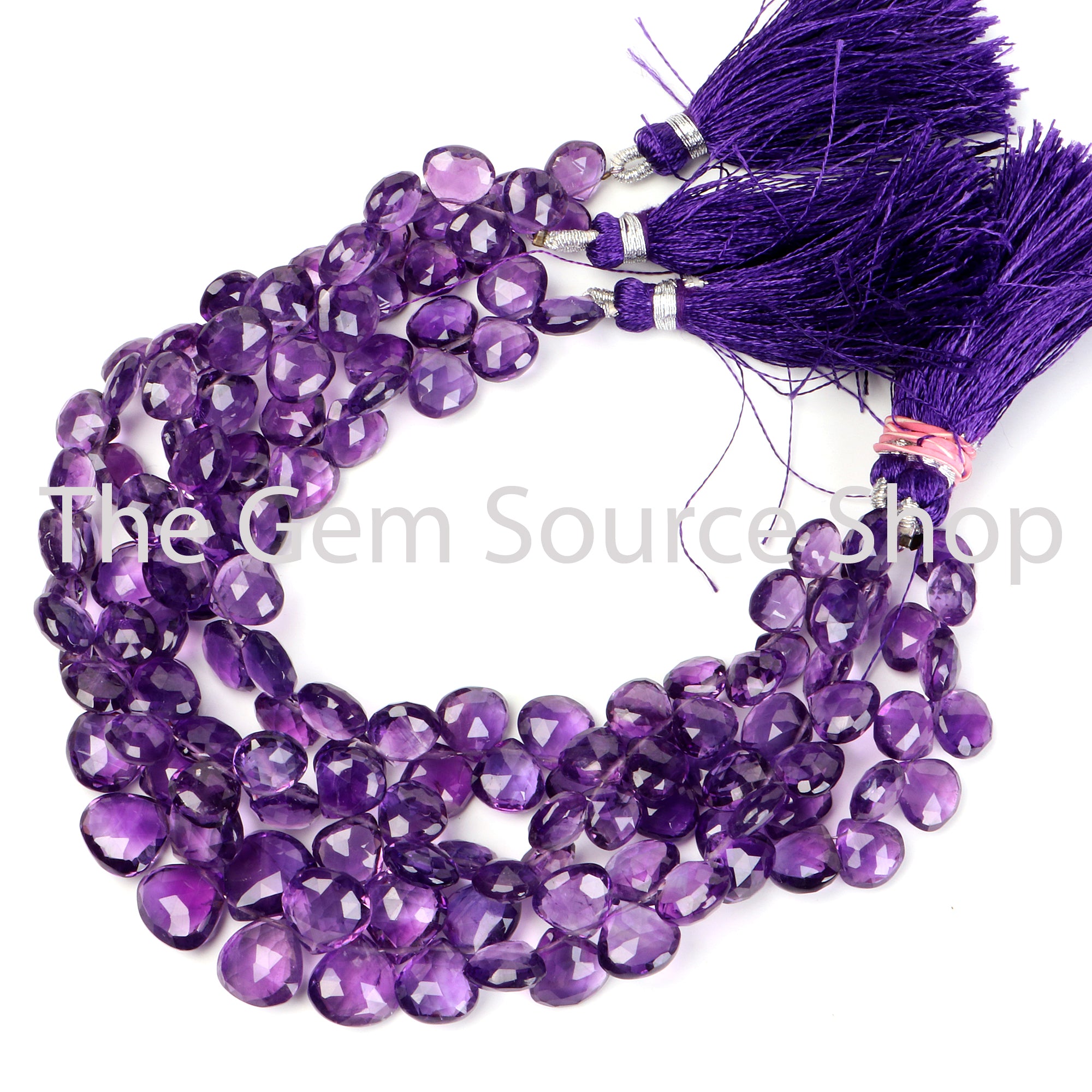 Natural Amethyst Faceted Heart Shape Beads TGS-2283
