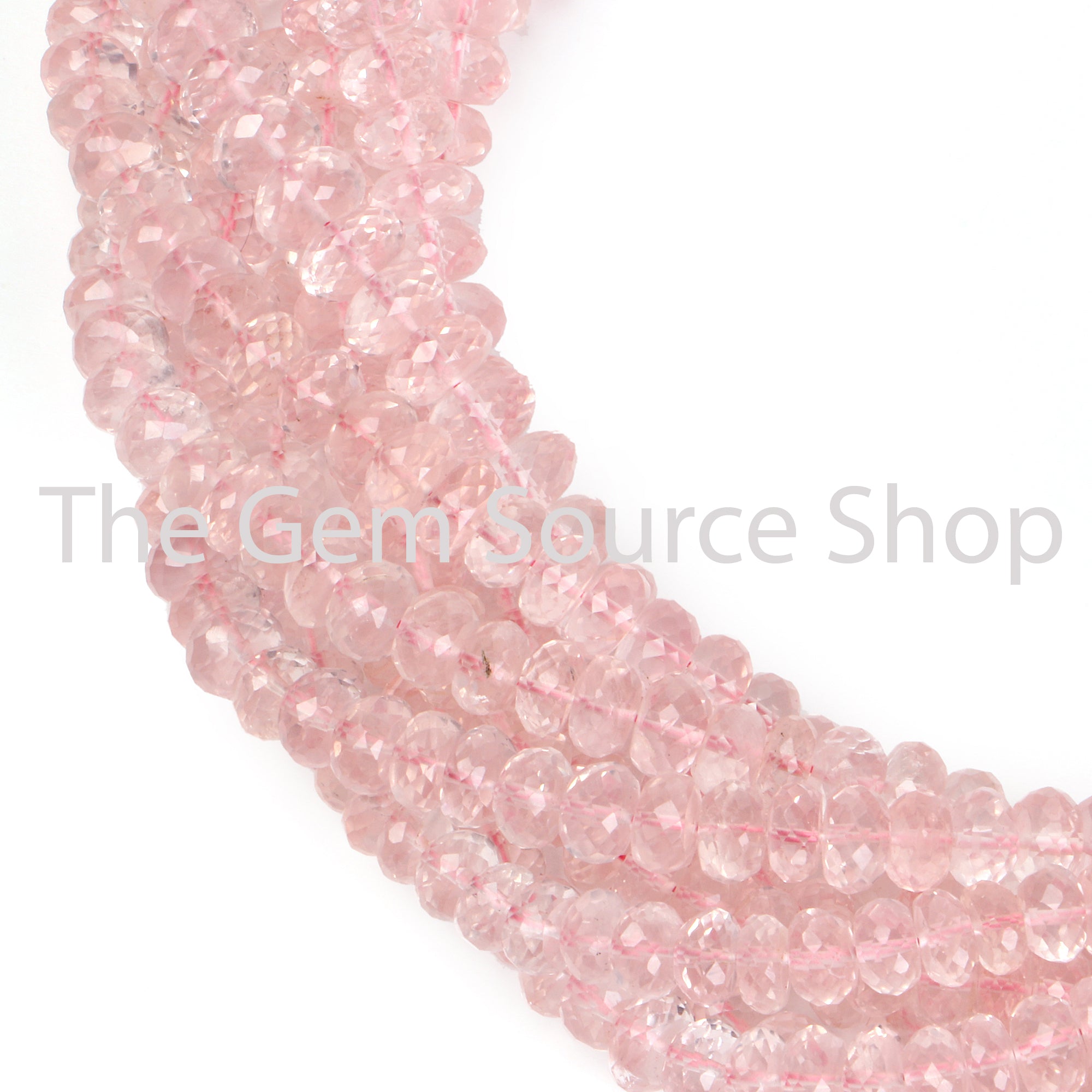 Rose Quartz Faceted Rondelle Gemstone Beads TGS-2286
