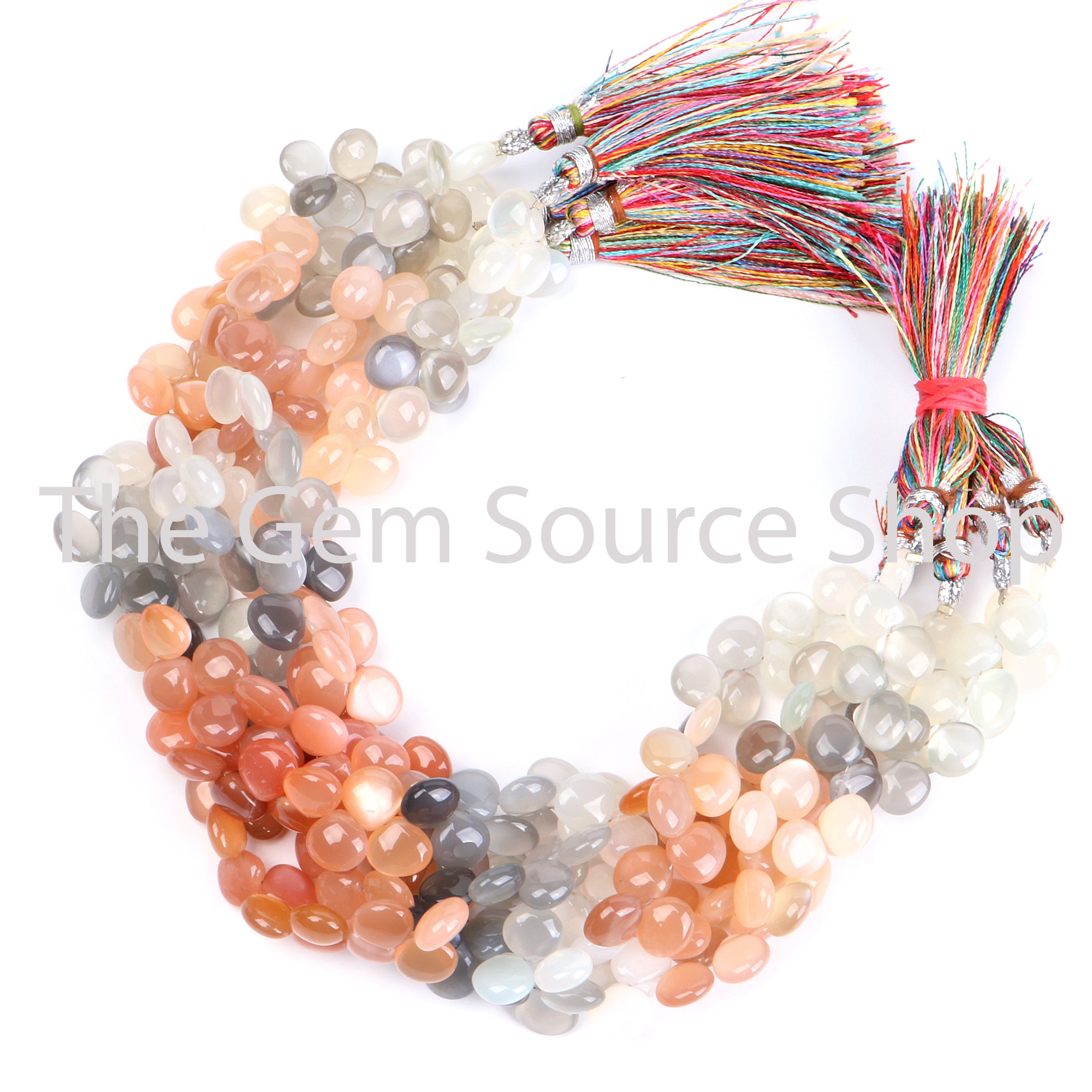 Multi Moonstone Smooth Heart Shape Beads TGS-2290