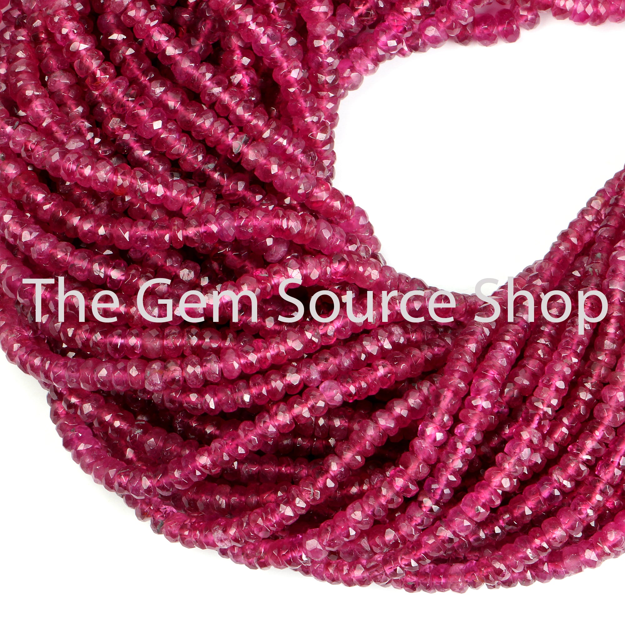 AAA Rubellite Tourmaline Faceted Rondelle Beads TGS-2291