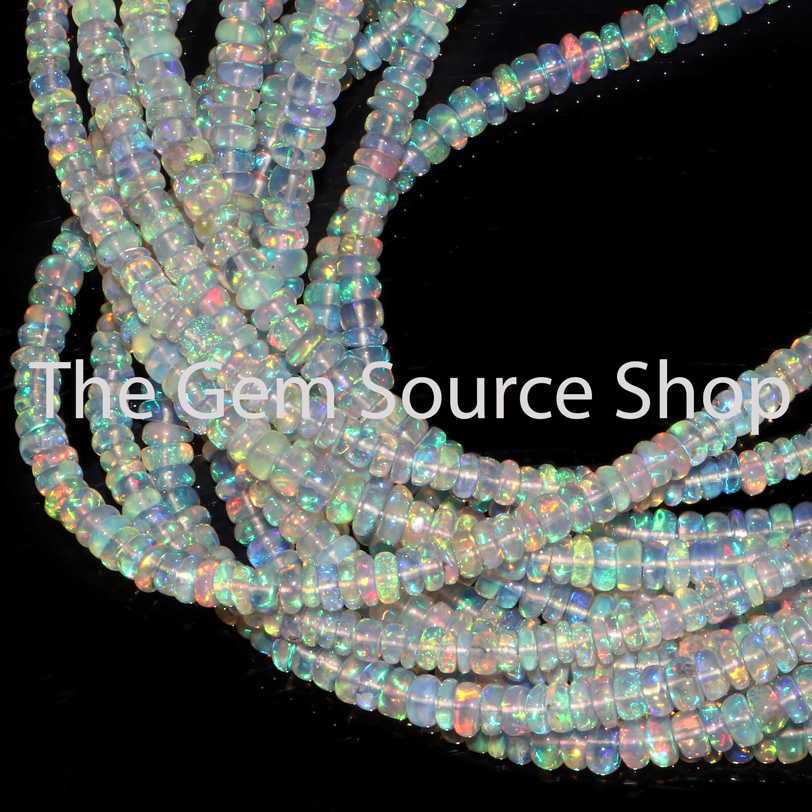 Natural Ethiopain Opal Smooth Rondelle Gemstone Beads TGS-2304
