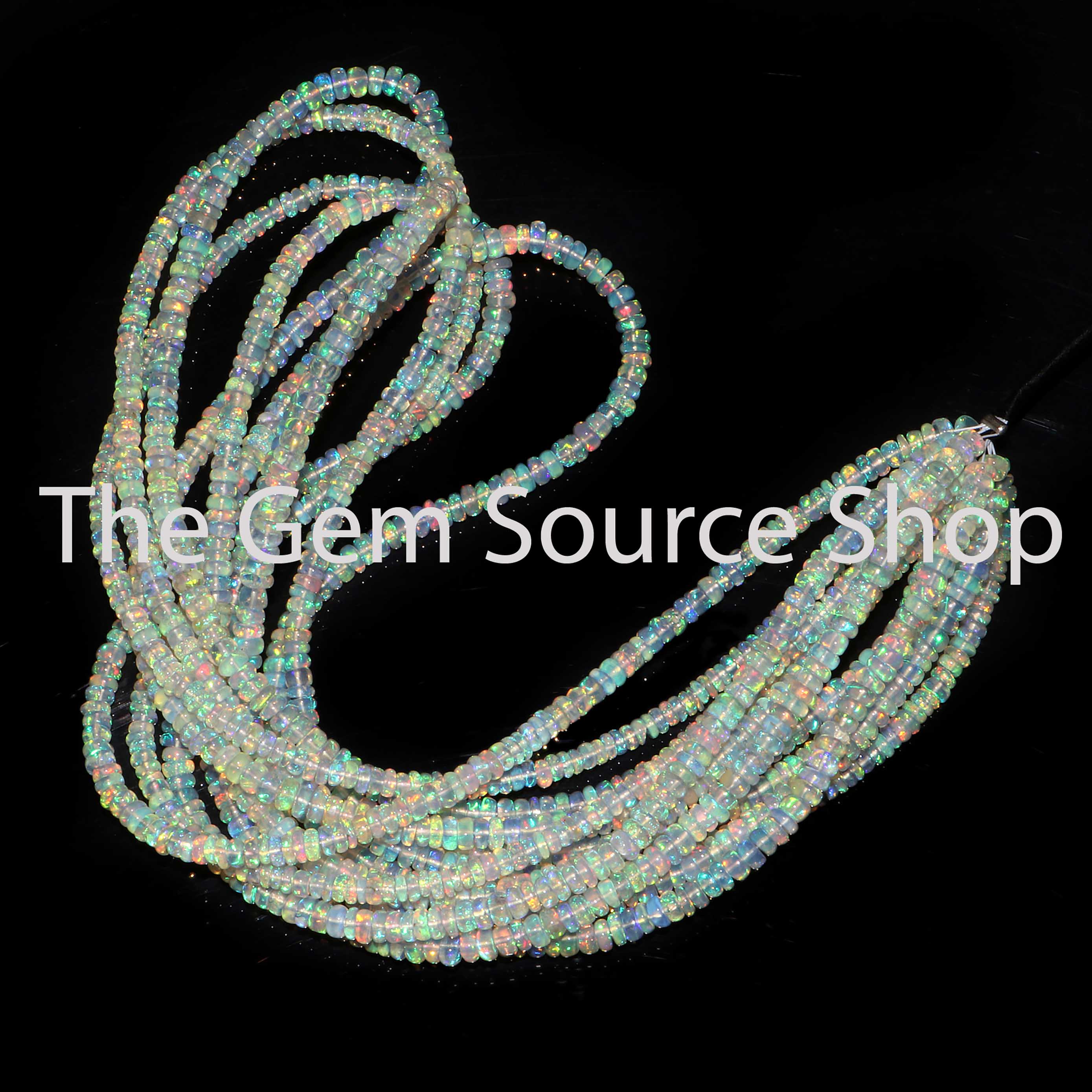 Natural Ethiopain Opal Smooth Rondelle Gemstone Beads TGS-2304
