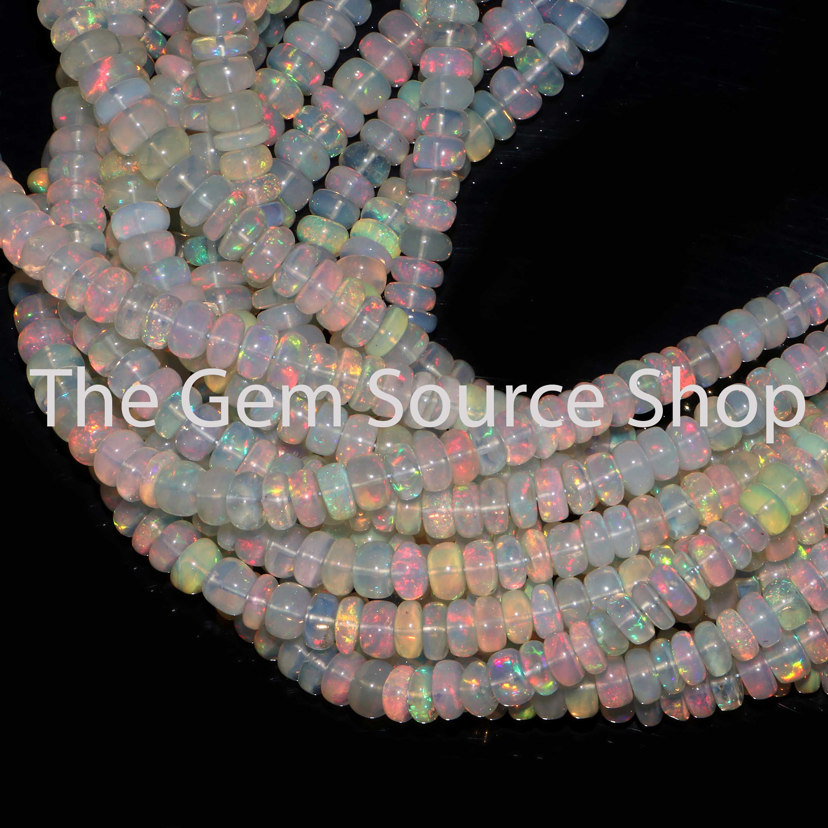 Top Quality Ethiopian Opal Beads, Opal Smooth Rondelle Beads, Ethiopian Opal Gemstone Beads