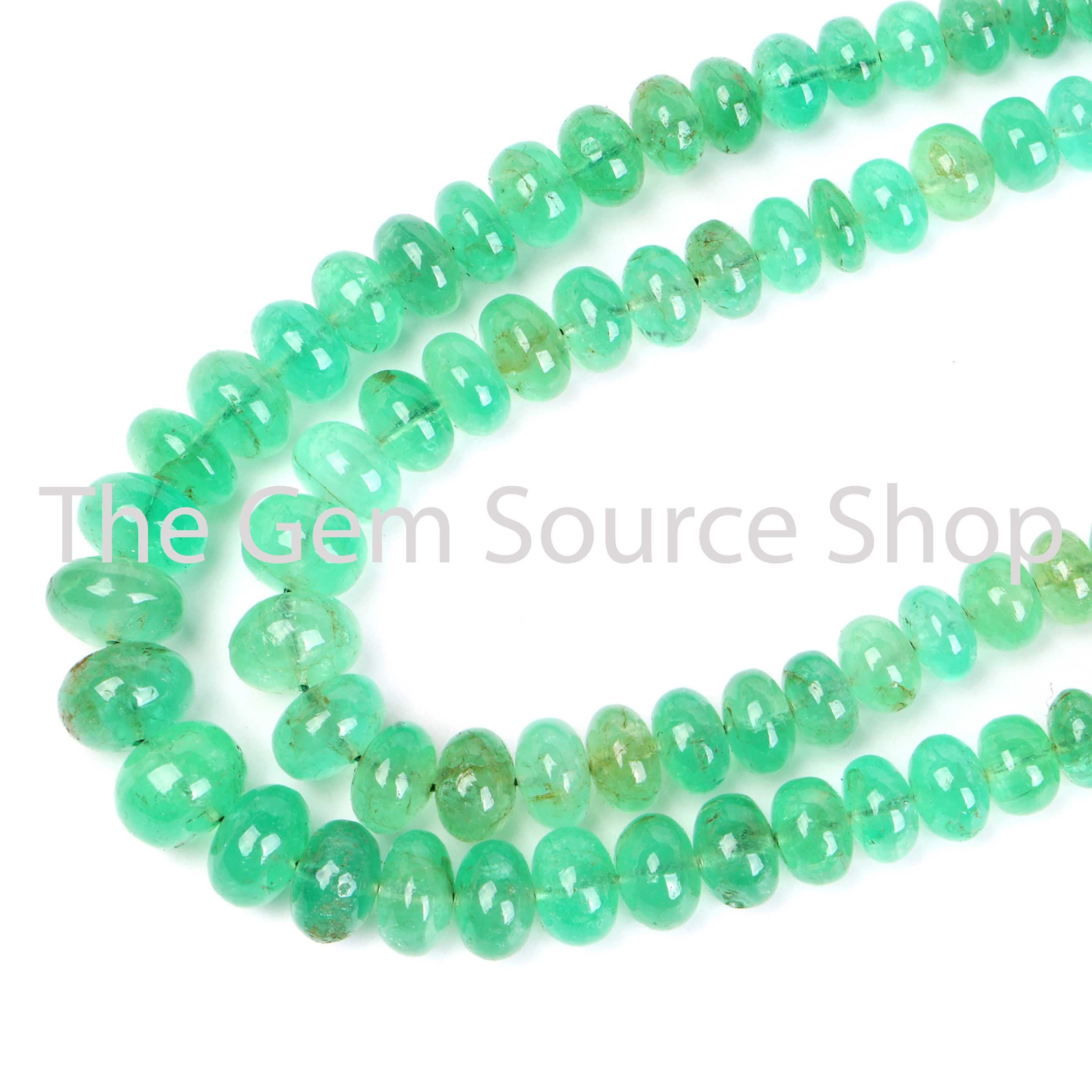 Colombian Emerald Plain Rondelle Beads Necklace, Natural Emerald Smooth Beads, Emerald Plain Beads