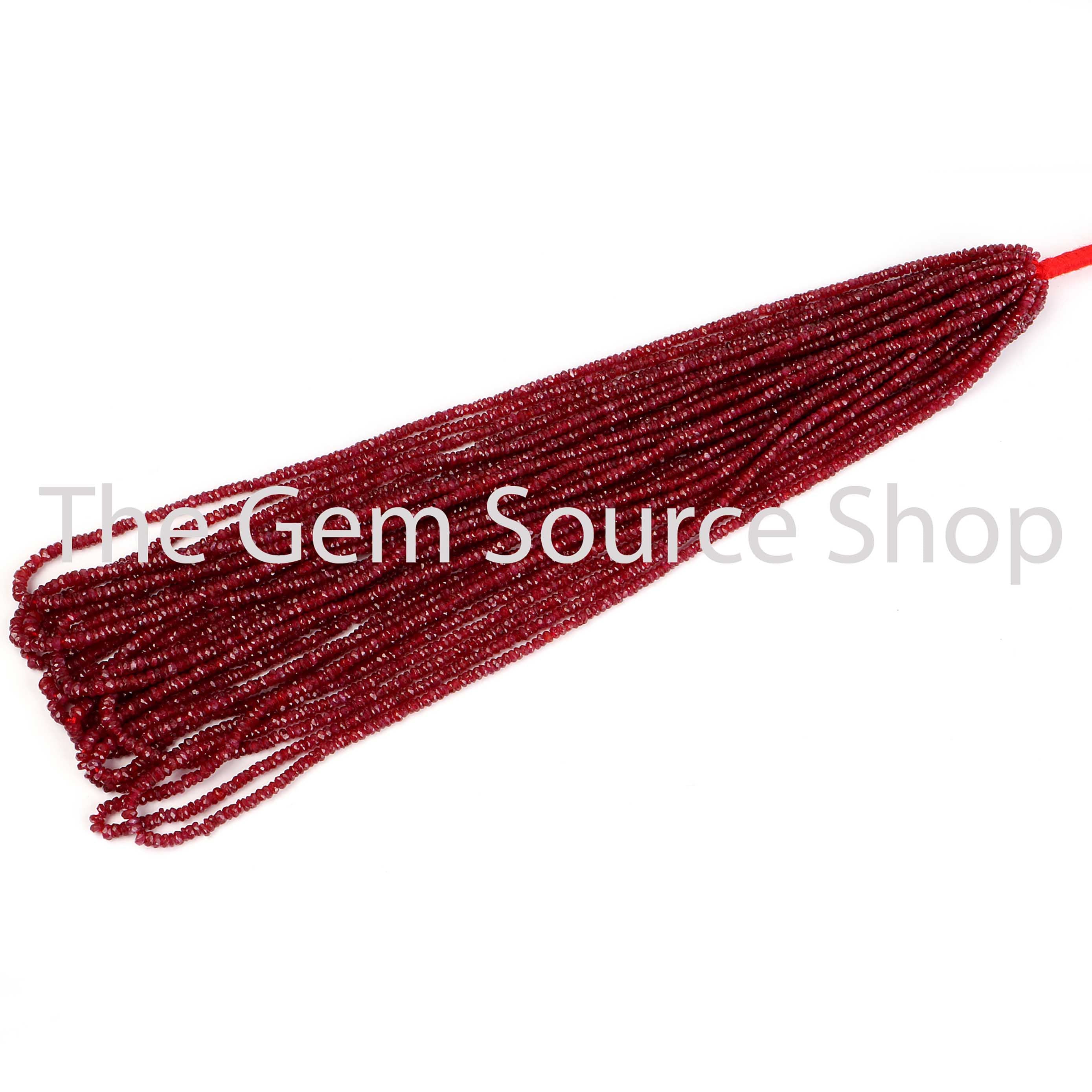 Natural Ruby Faceted Rondelle Shape Gemstone Beads TGS-2315