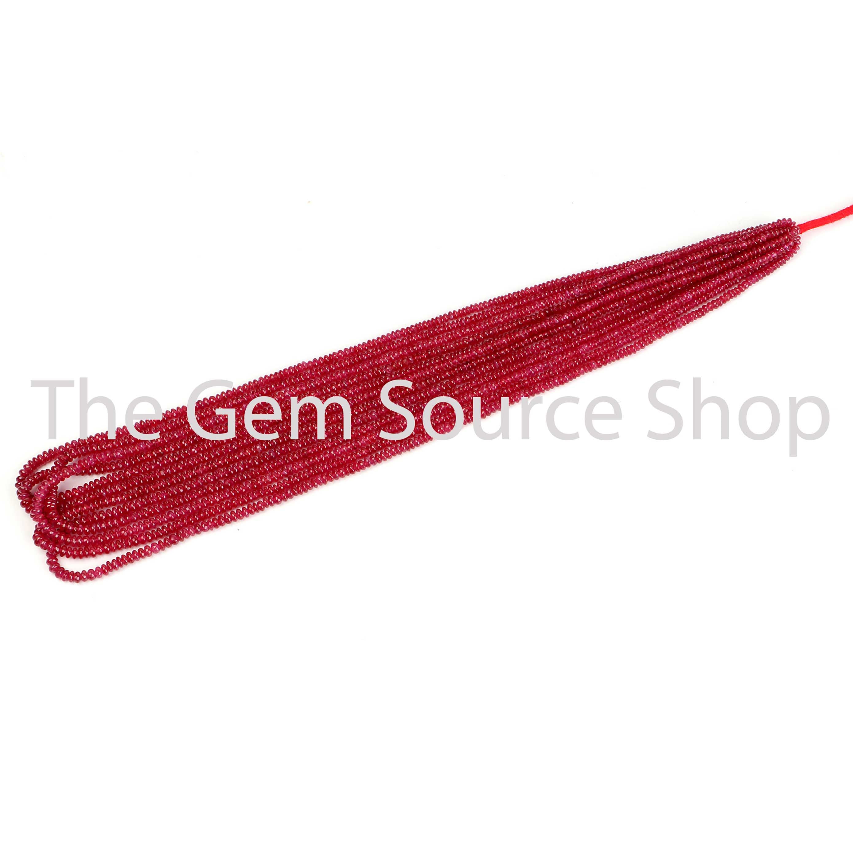 Natural Ruby Smooth Rondelle Shape Gemstone Beads TGS-2316