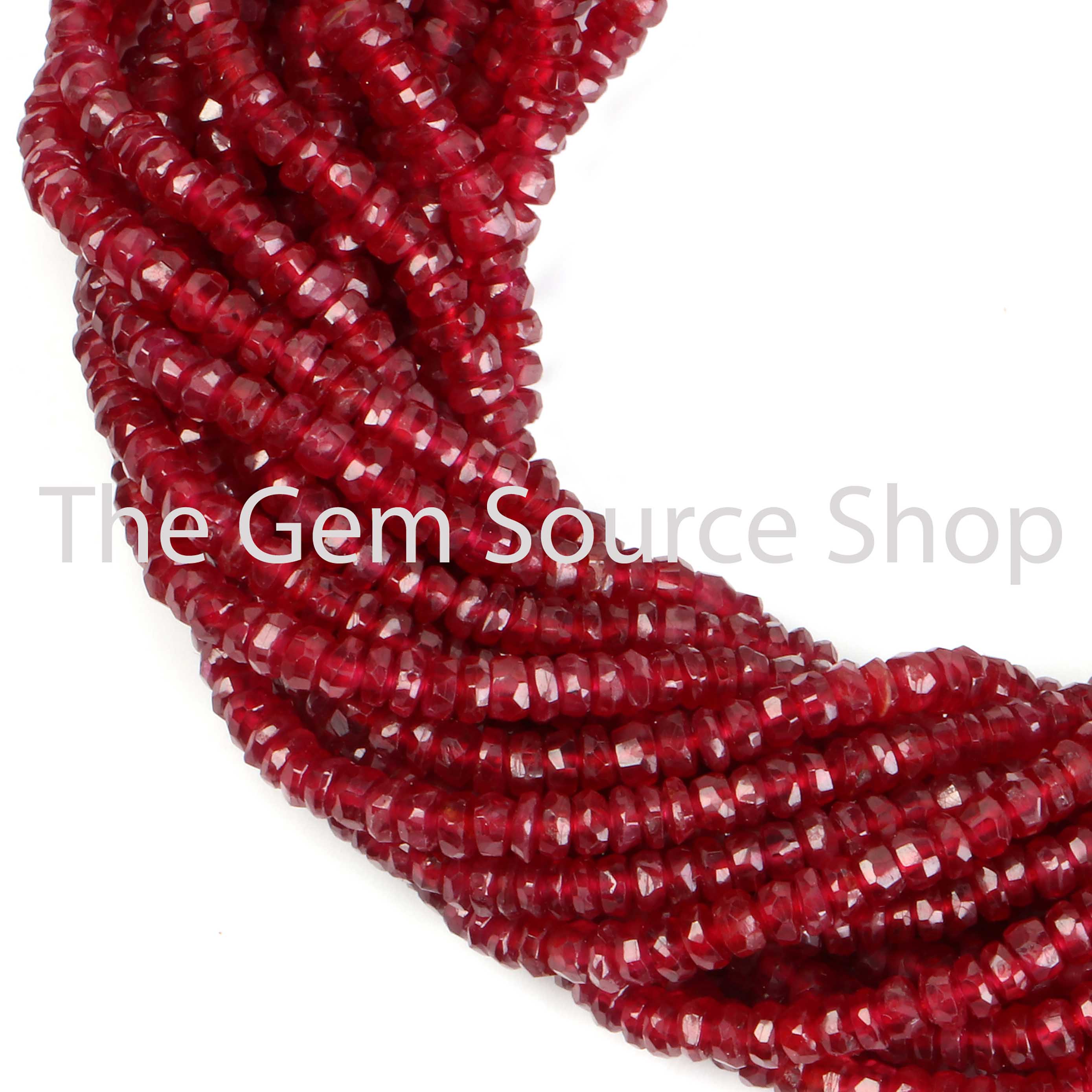 Natural Ruby Faceted Rondelle Shape Gemstone Beads TGS-2317