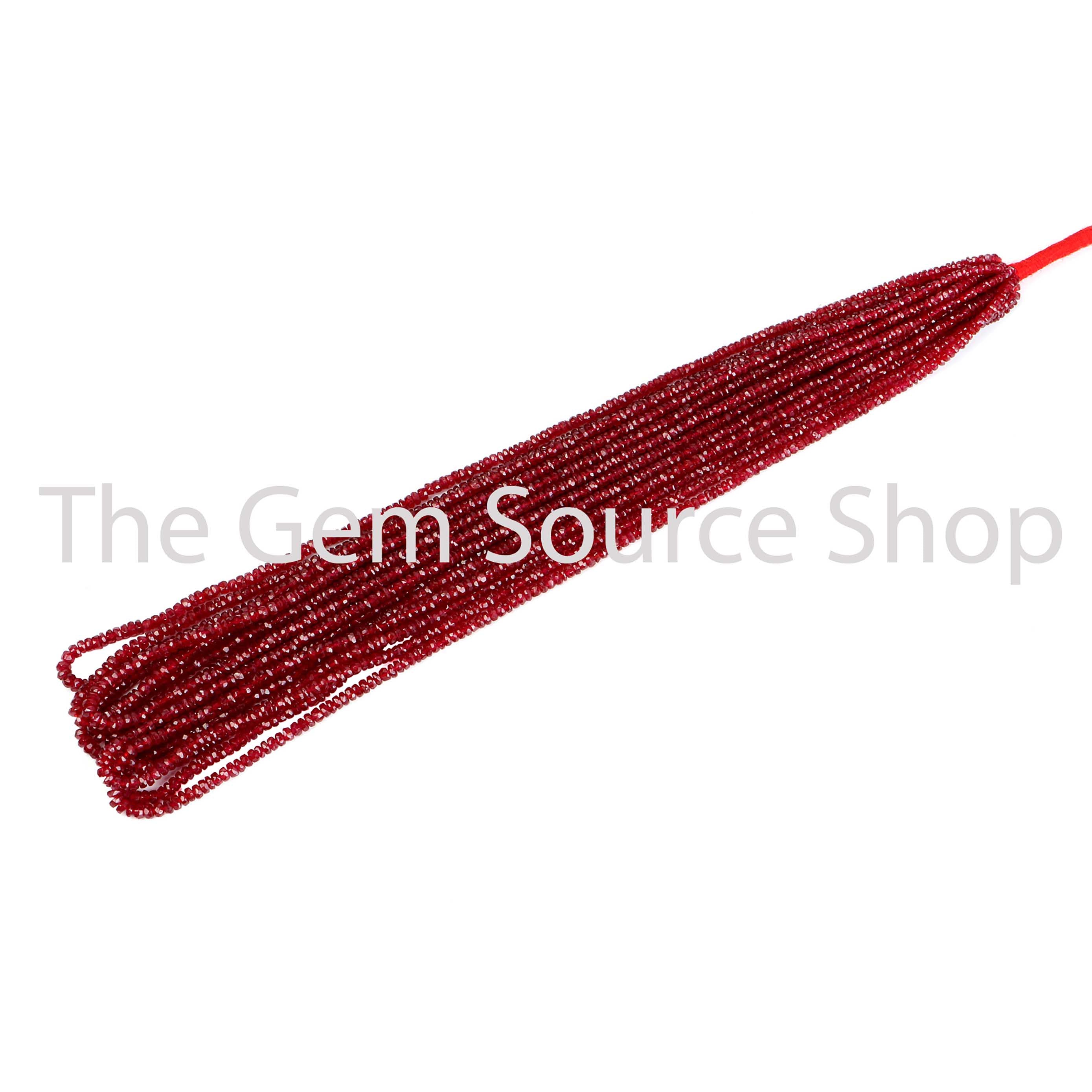 Natural Ruby Faceted Rondelle Shape Gemstone Beads TGS-2317
