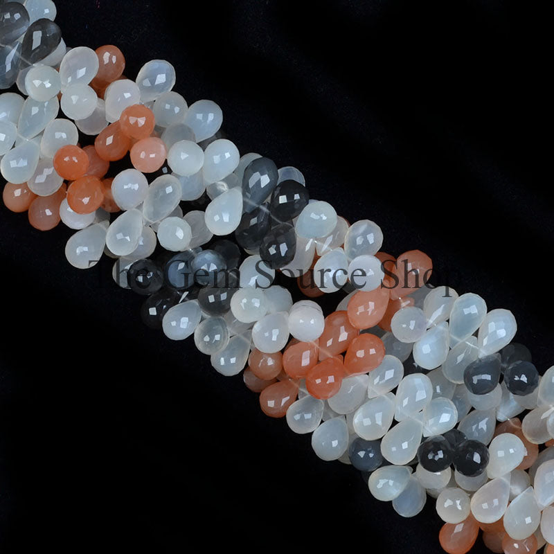 Multi Moonstone Faceted Drops Shape Gemstone Beads TGS-0232