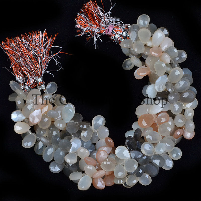 Multi Moonstone Beads, Multi Pear Shape Moonstone Beads, Multi Moonstone Faceted Beads, Multi Moonstone Gemstone Beads