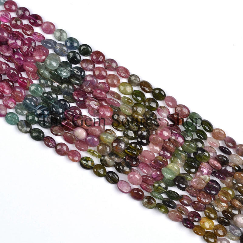 Multi Tourmaline Smooth Oval Shape Gemstone Beads TGS-0236