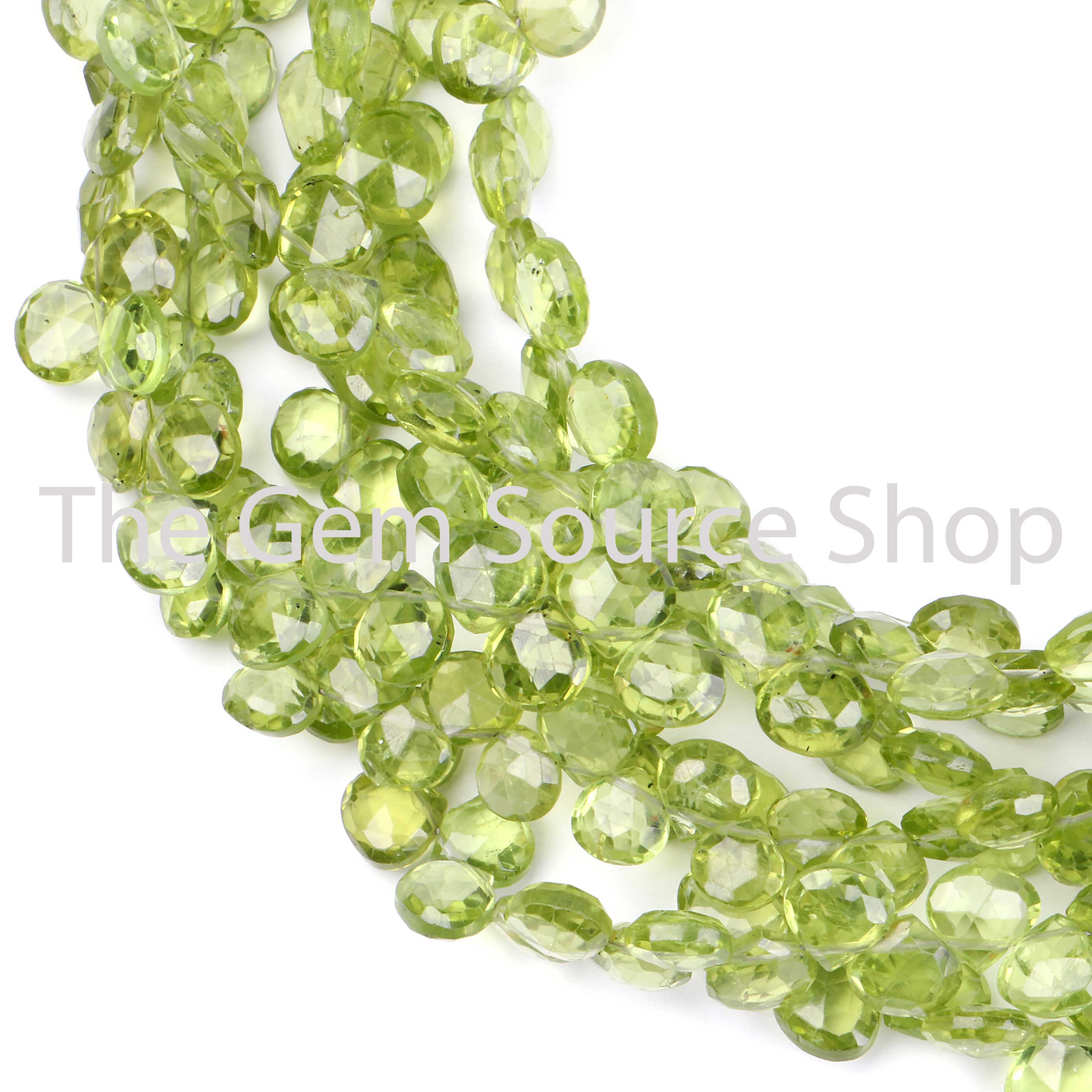 Peridot Faceted Side Drill Heart Shape Beads TGS-2398