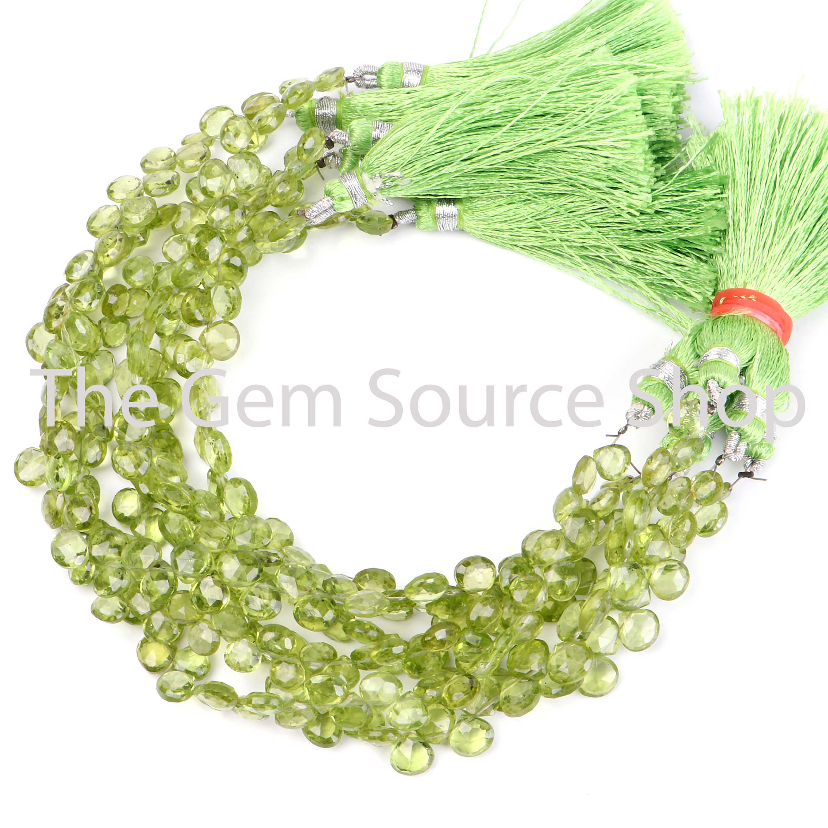 Peridot Faceted Side Drill Heart Shape Beads TGS-2398