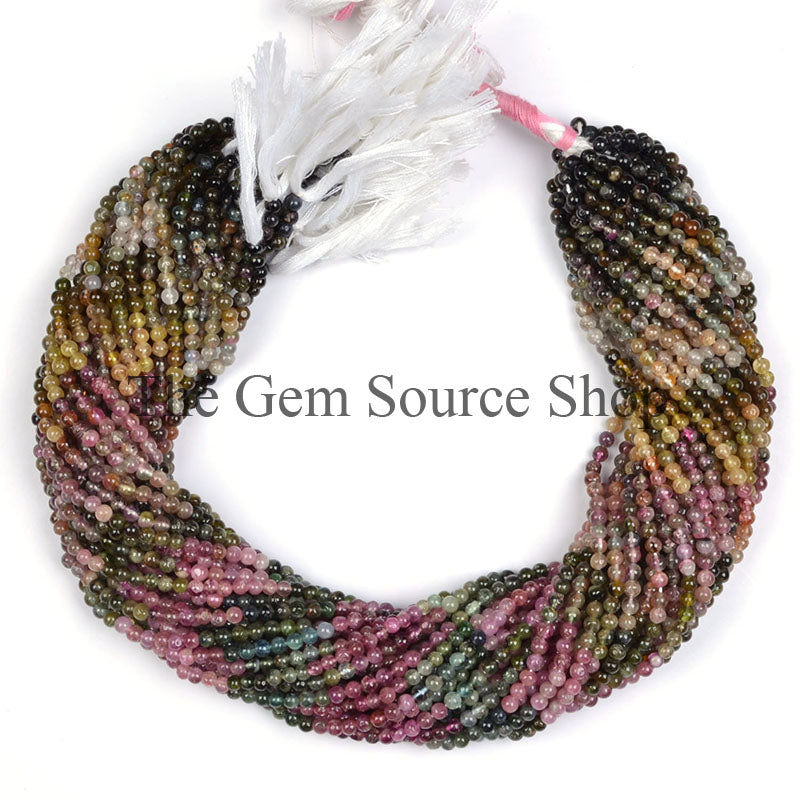 Multi Tourmaline Smooth Round Shape Gemstone Beads TGS-0239