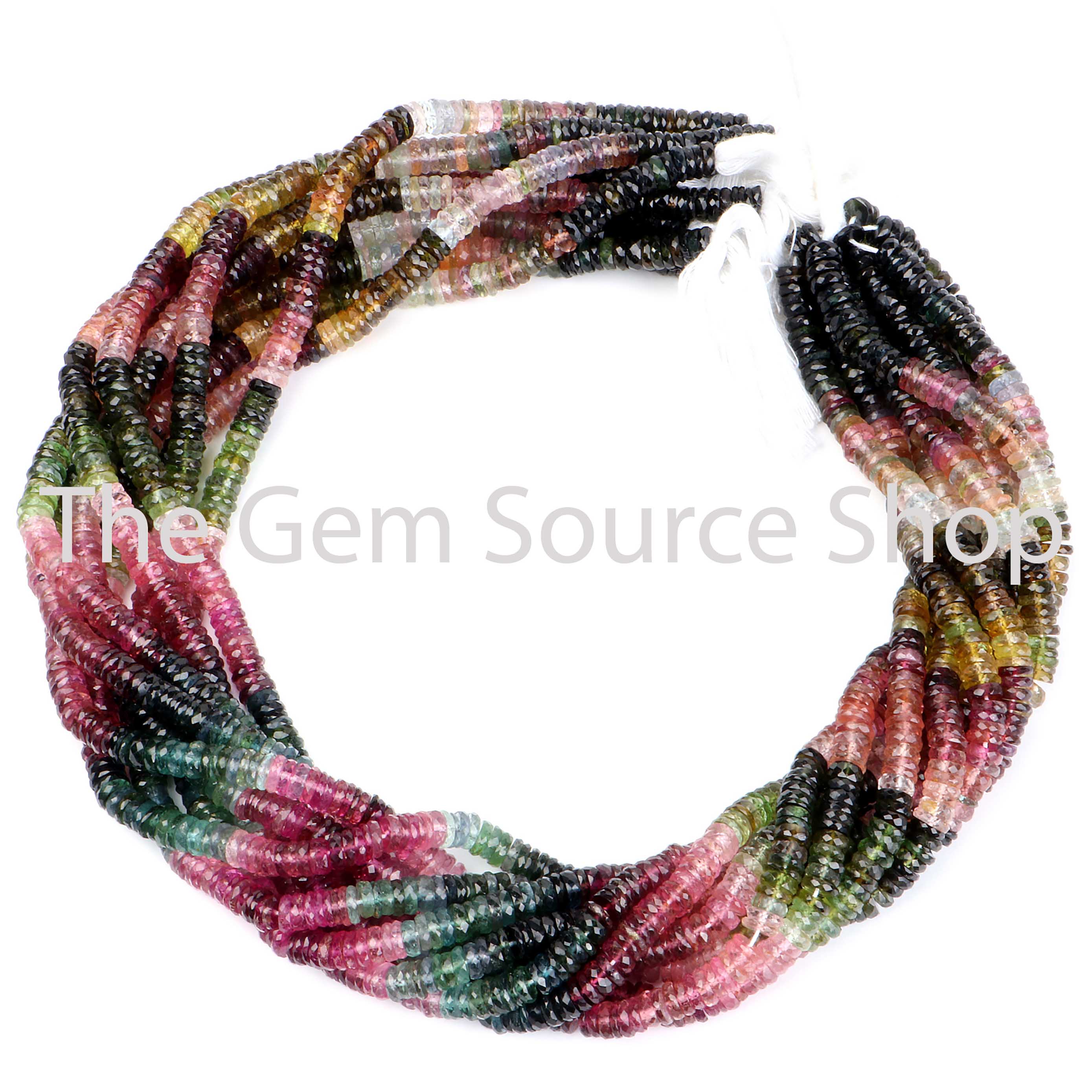 Natural Multi Tourmaline Faceted Tyre Shape Gemstone Beads TGS-2400