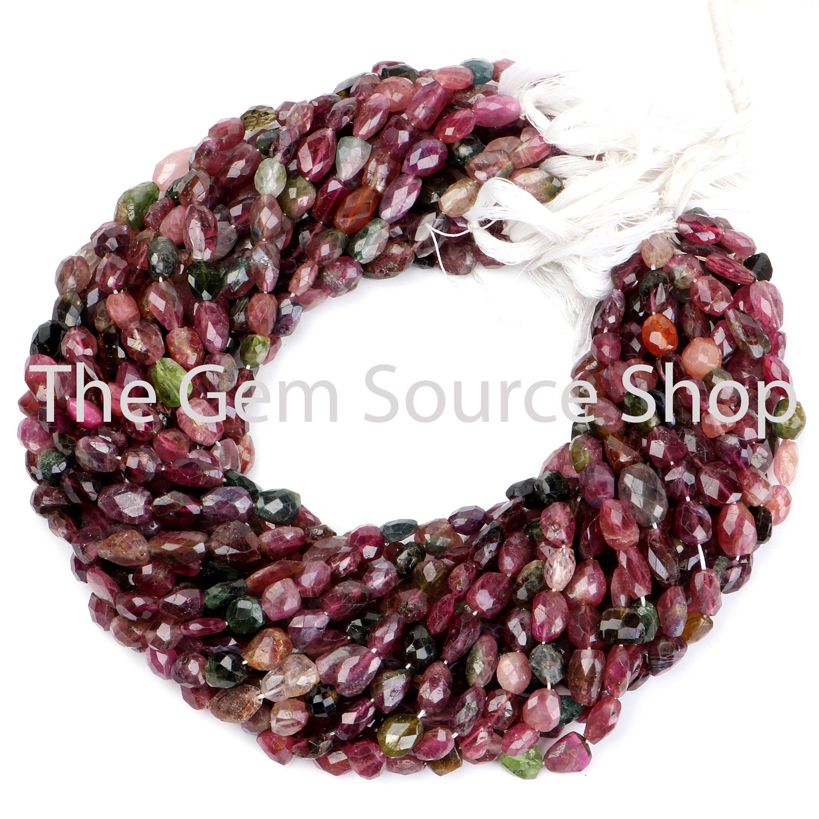 Multi Tourmaline Faceted Nuggets Shape Gemstone Beads TGS-2406