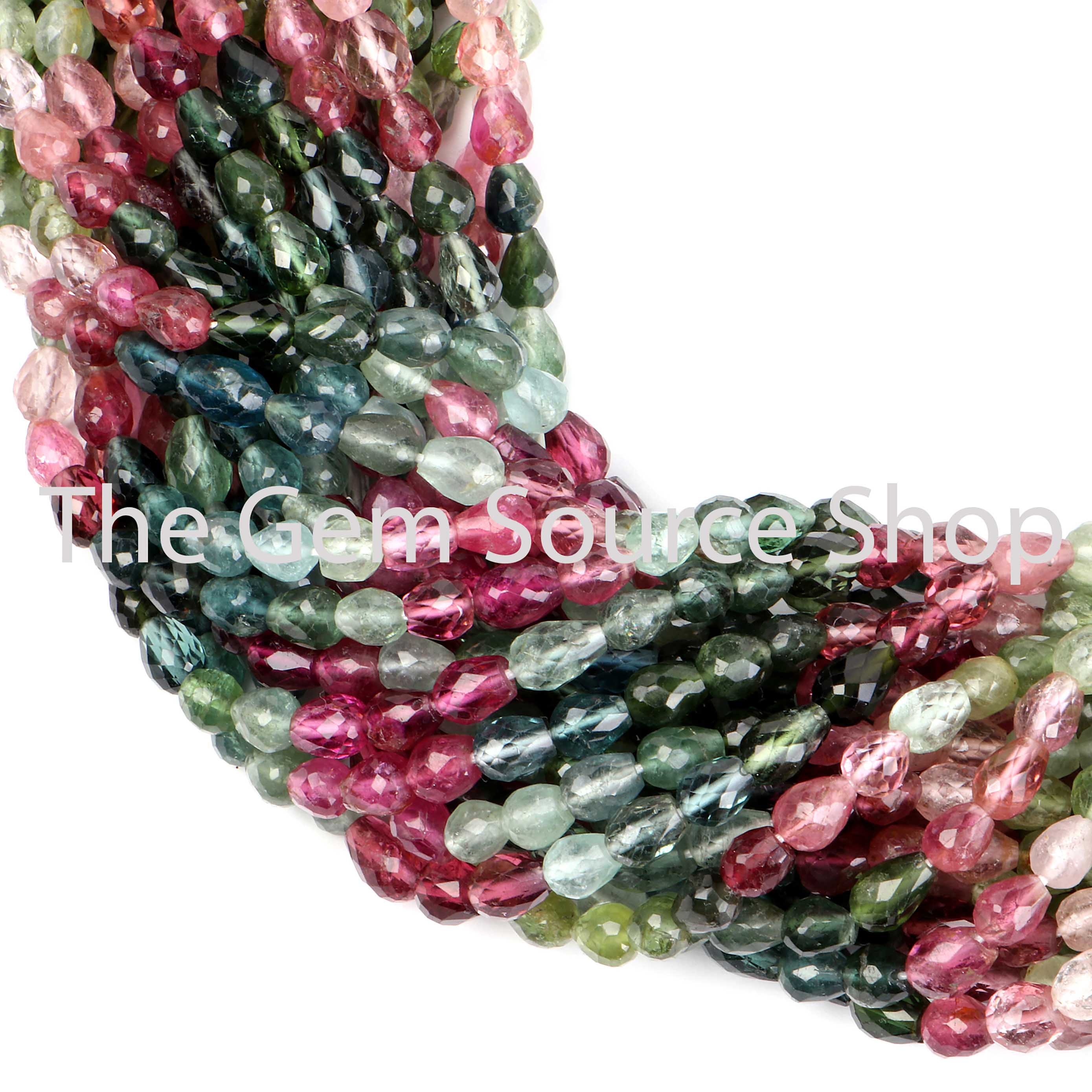 Multi Tourmaline Faceted Straight Drill Drop Shape Beads TGS-2409