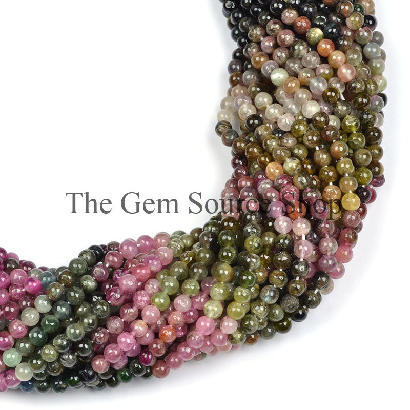 Multi Tourmaline Round Shape Gemstone Beads TGS-0240