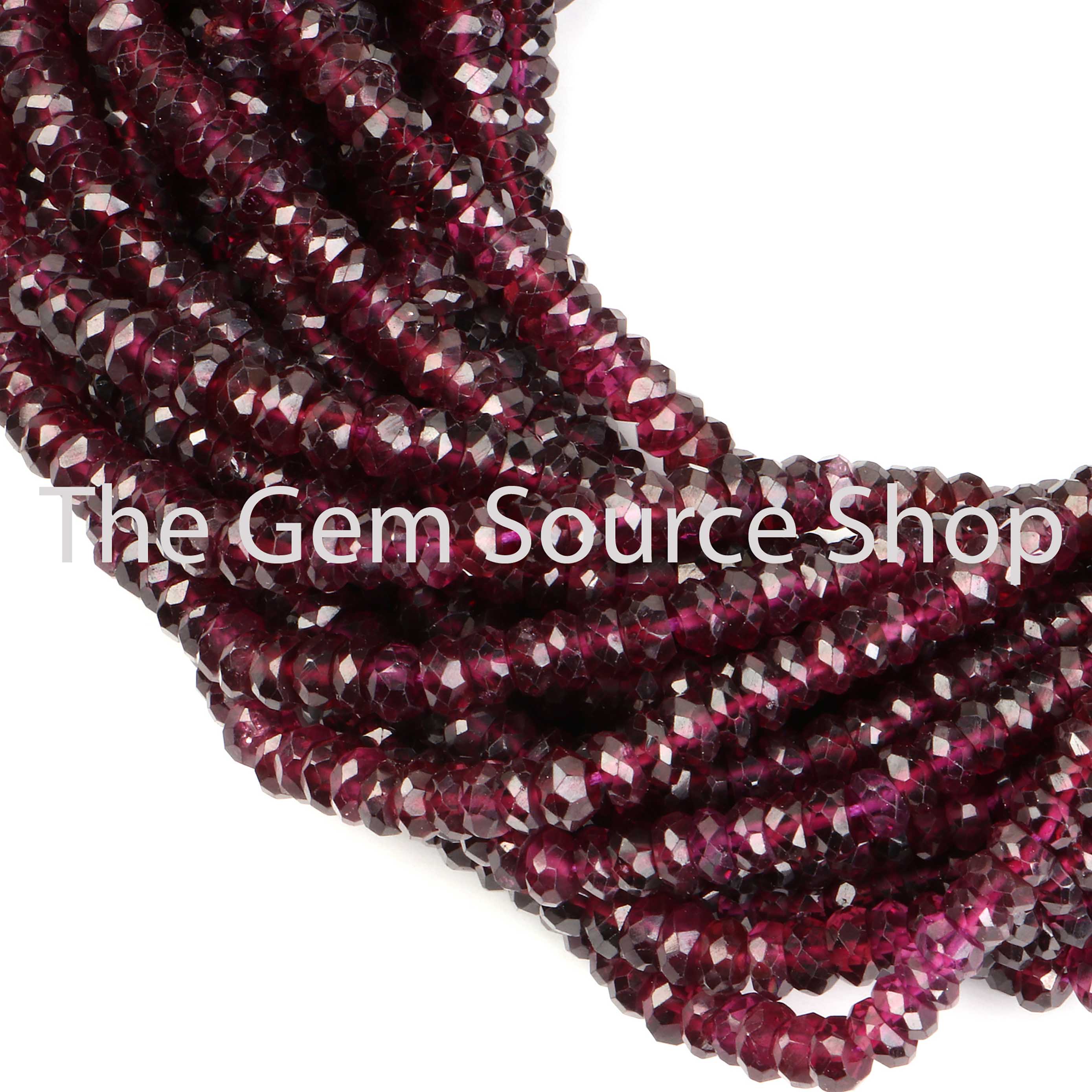 Rhodolite Garnet Faceted Rondelle Shape Gemstone Beads TGS-2416
