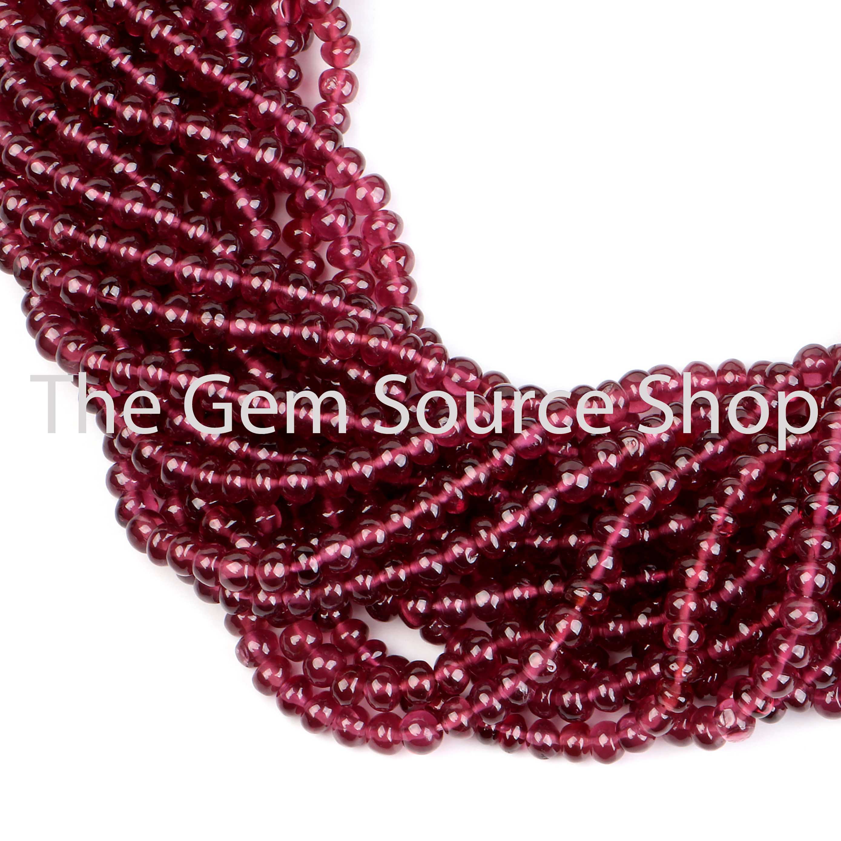 Rhodolite Garnet Plain Rondelle Shape Gemstone Beads TGS-2417