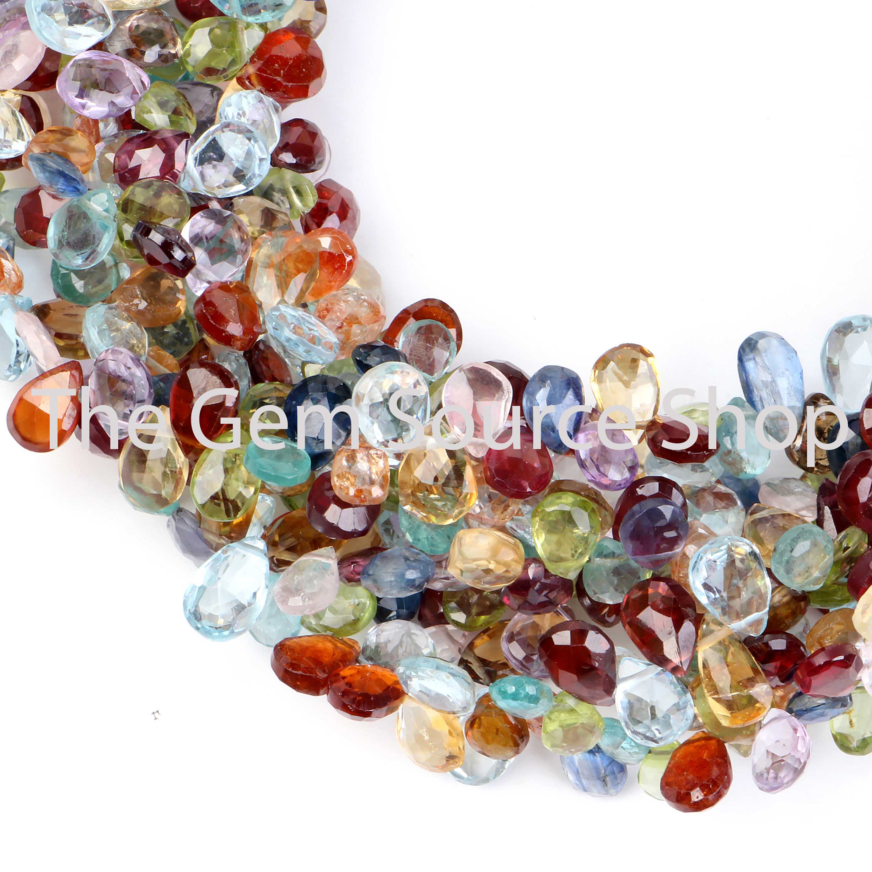 Multi Gemstone Faceted Pear Shape Gemstone Beads TGS-2419
