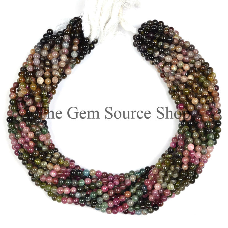 Multi Tourmaline Smooth Round Shape Gemstone Beads TGS-0242