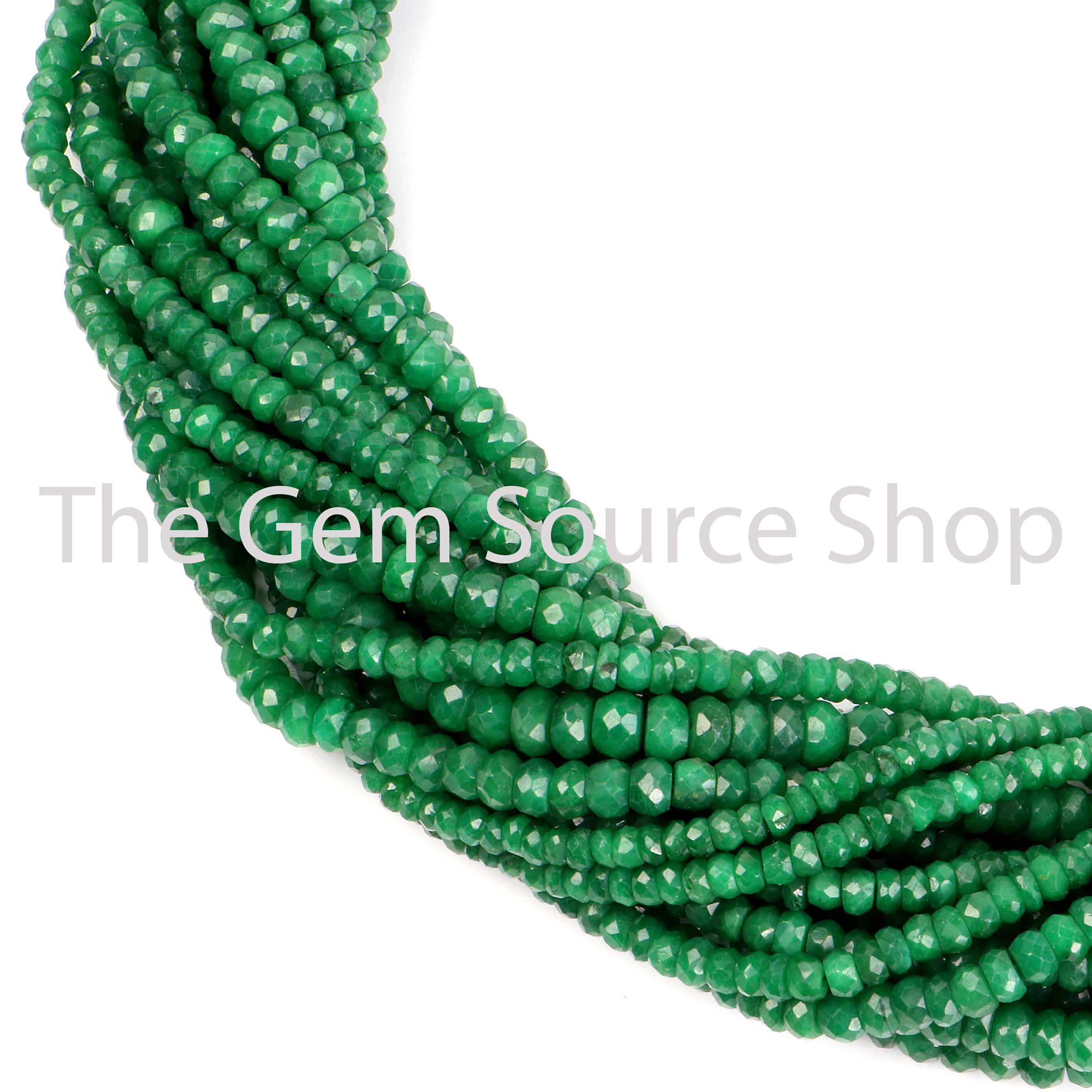 Dyed Emerald Faceted Rondelle Shape Gemstone Beads TGS-2423