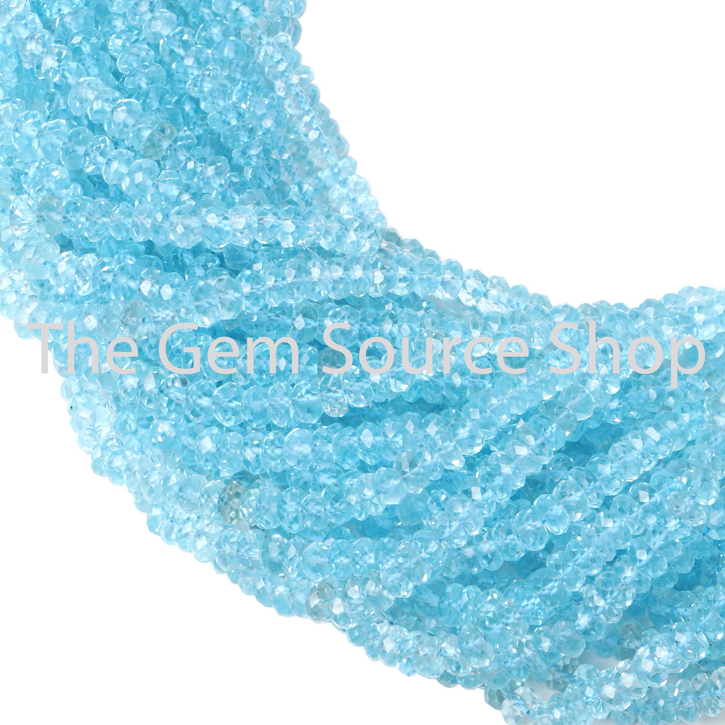 Blue Topaz Faceted Rondelle Shape Gemstone Wholesale Beads TGS-2430