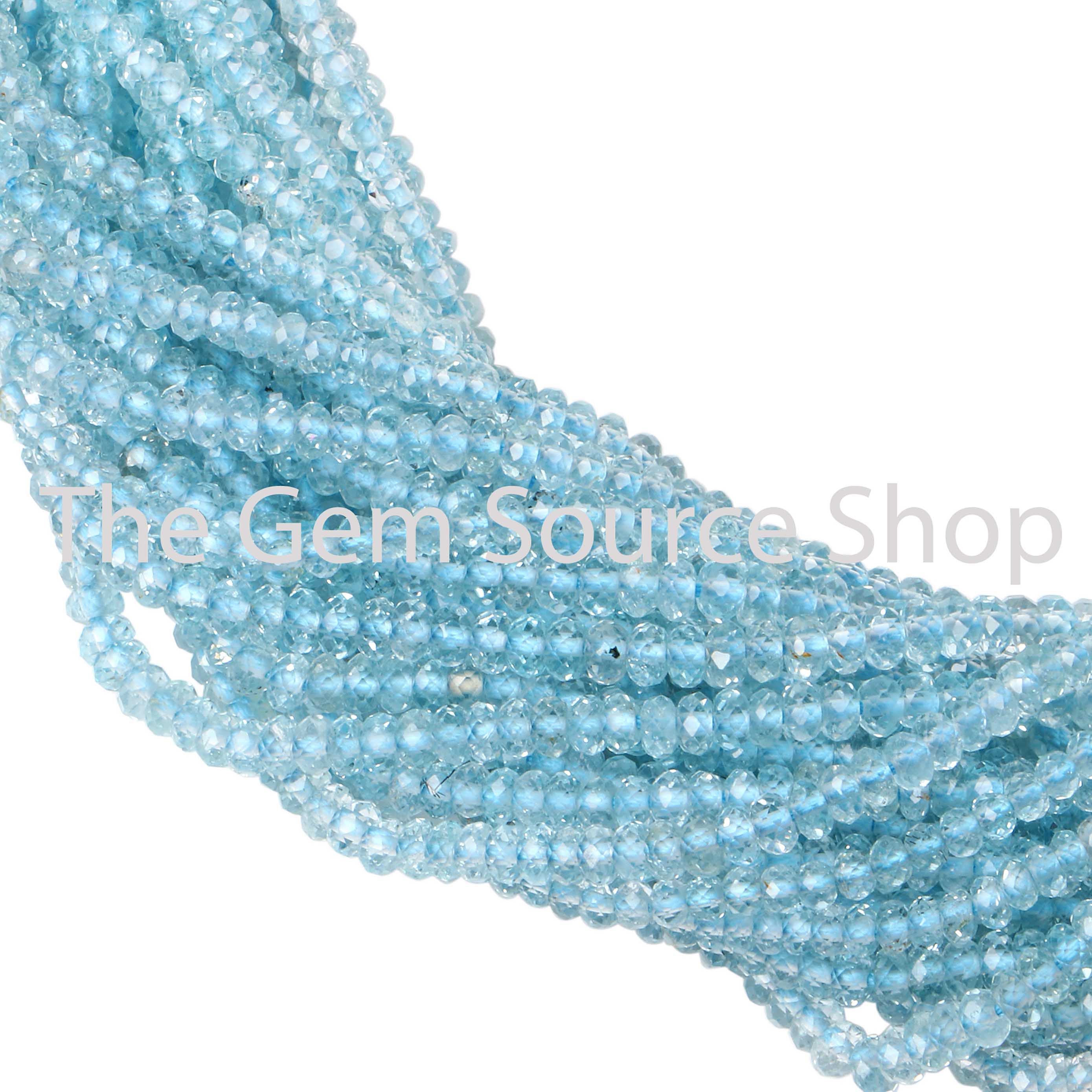Blue Topaz Faceted Rondelle Shape Gemstone Beads TGS-2431