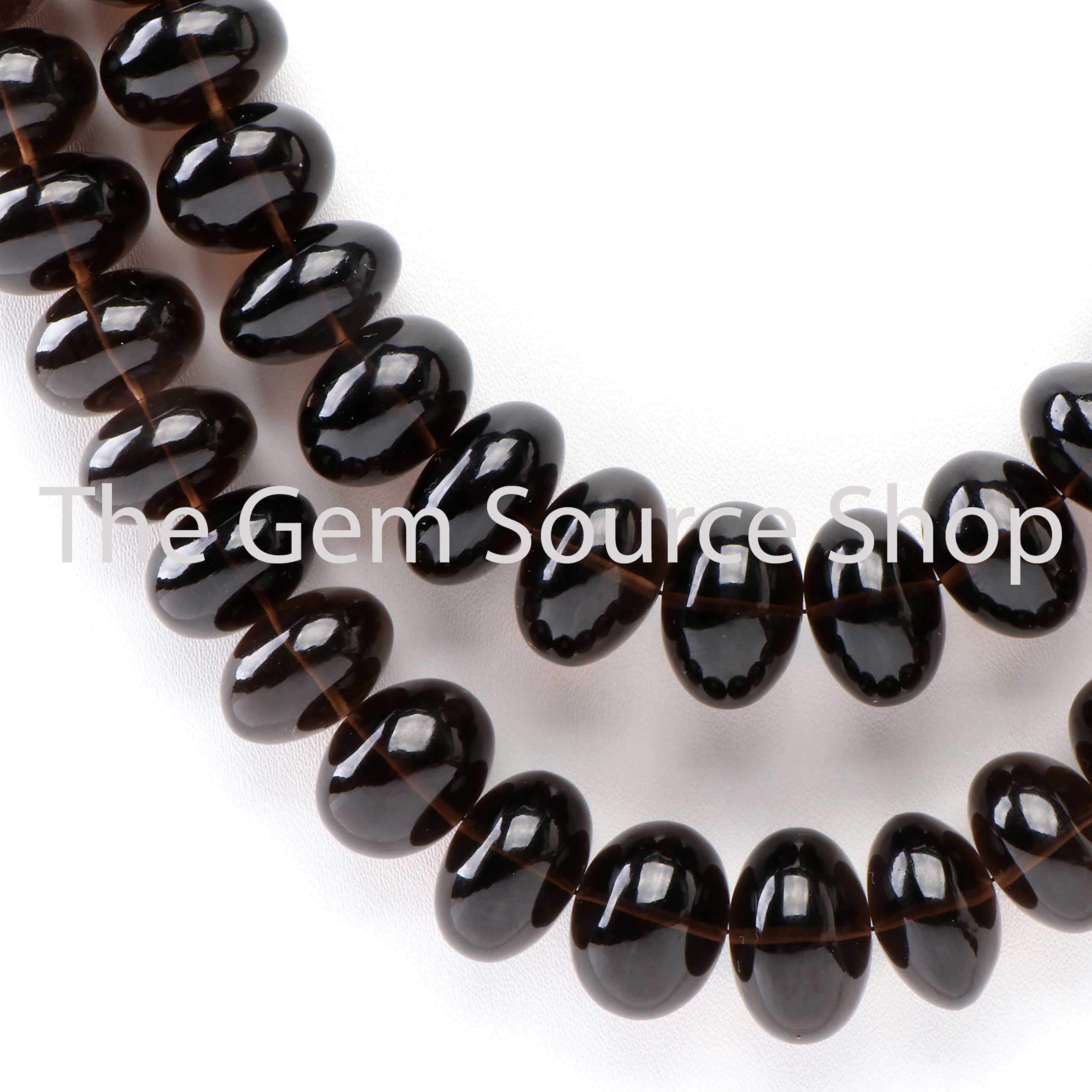 Smoky Quartz Rondelle Beaded Layering Gemstone Necklace TGS-2433