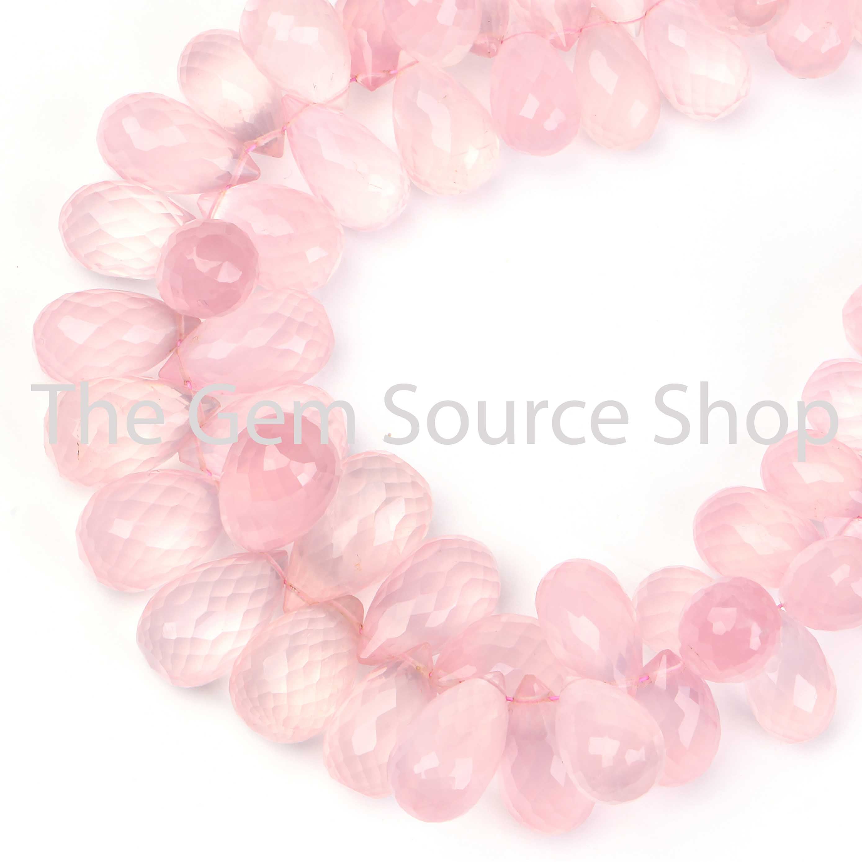Rose Quartz Faceted Drop Shape Beads, Tear Drop Briolette, Gemstone Beads