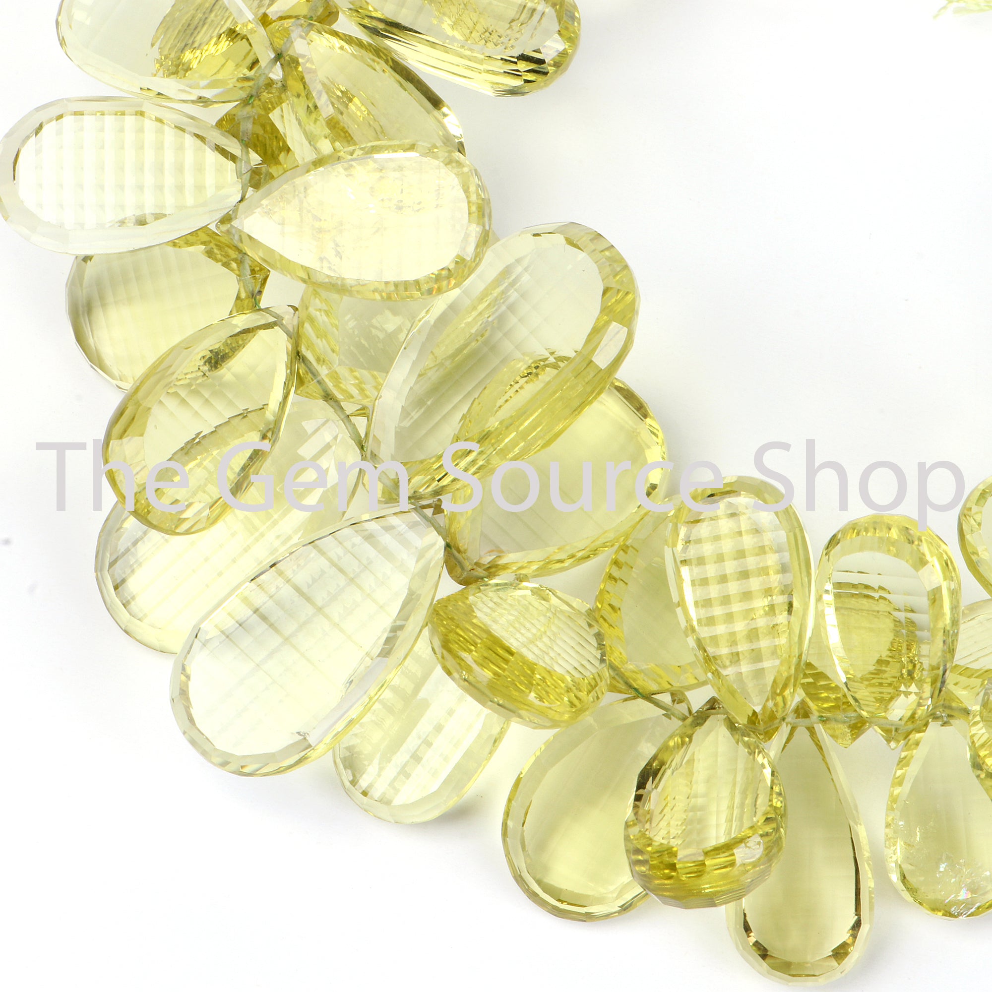 Top Quality Lemon Quartz Faceted Pear Shape Beads TGS-2460