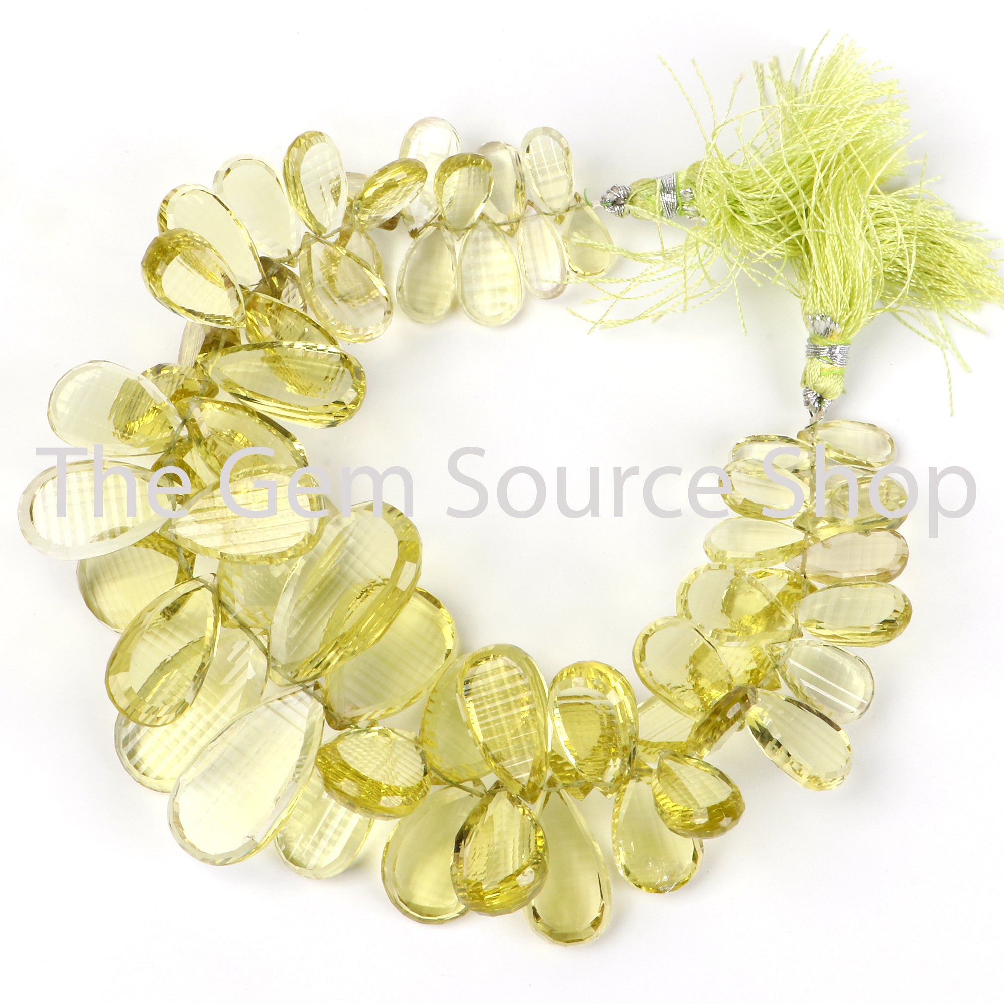 Top Quality Lemon Quartz Faceted Pear Shape Beads TGS-2460