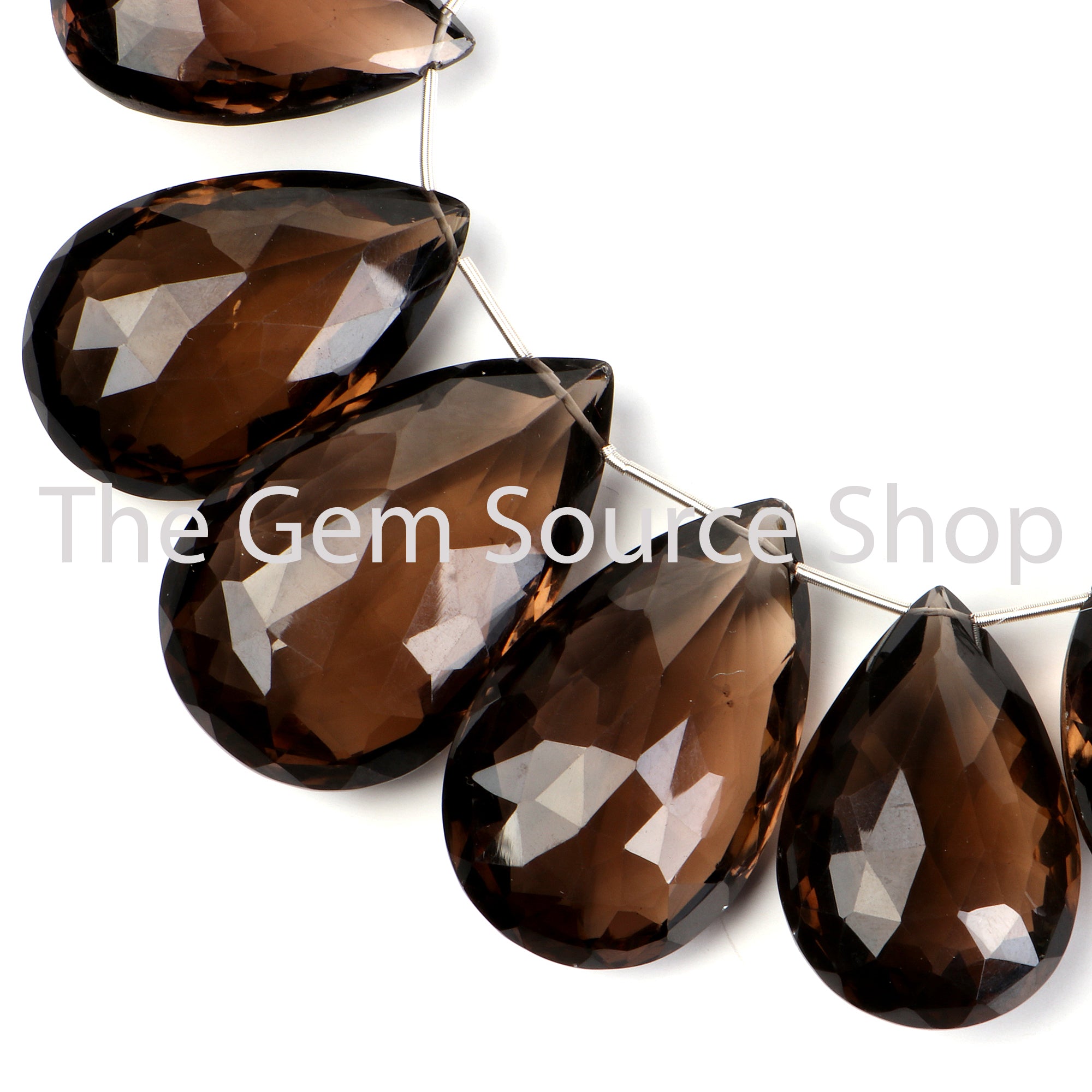 Smoky Quartz Faceted Pear Shape Gemstone Beads TGS-2461