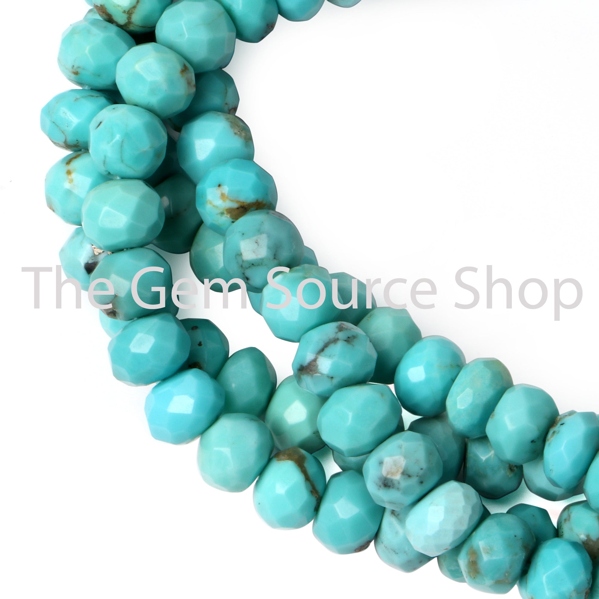 Natural Turquoise Faceted Rondelle Shape Beads TGS-2465