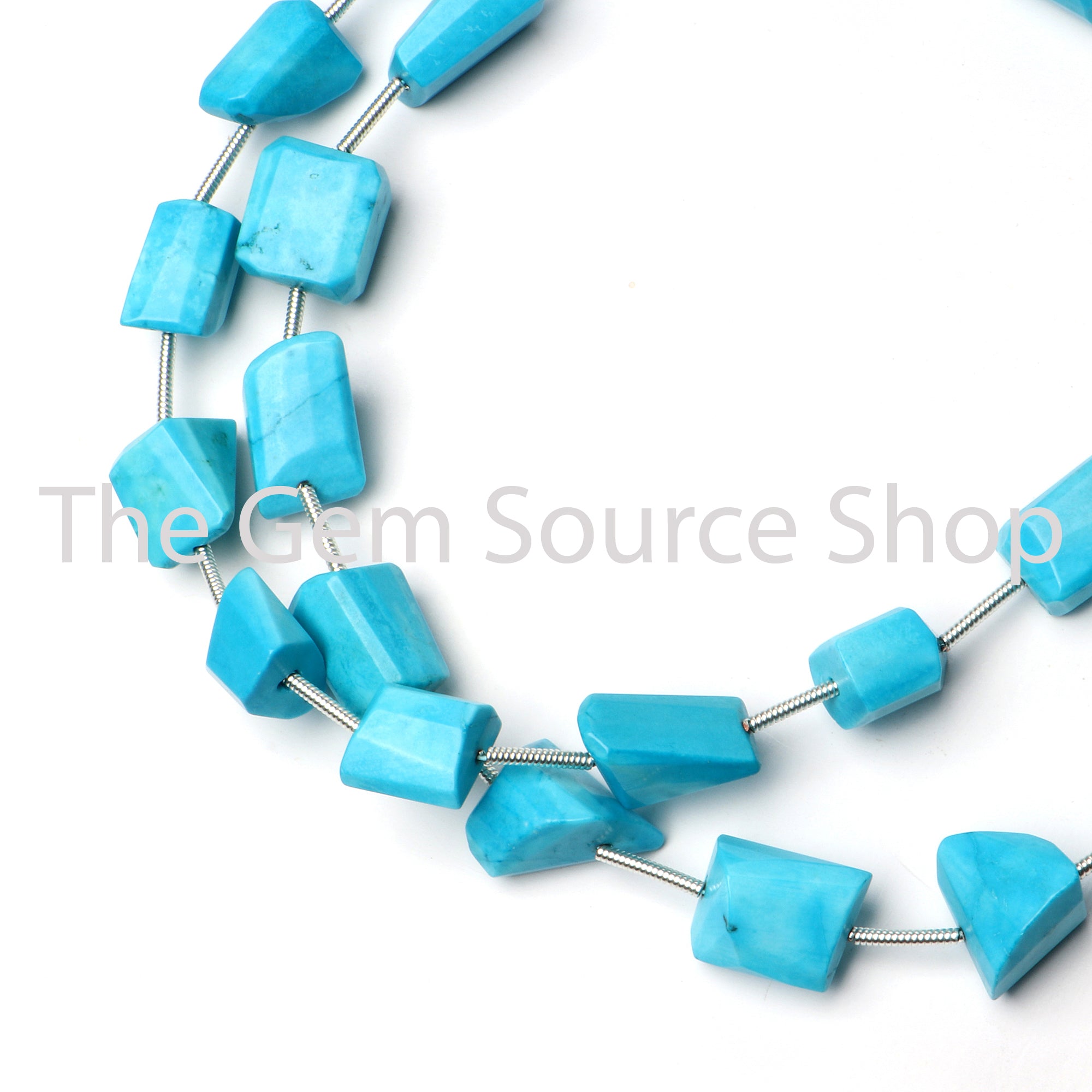 Natural Arizona Turquoise Faceted Nuggets Shape Gemstone Beads TGS-2467