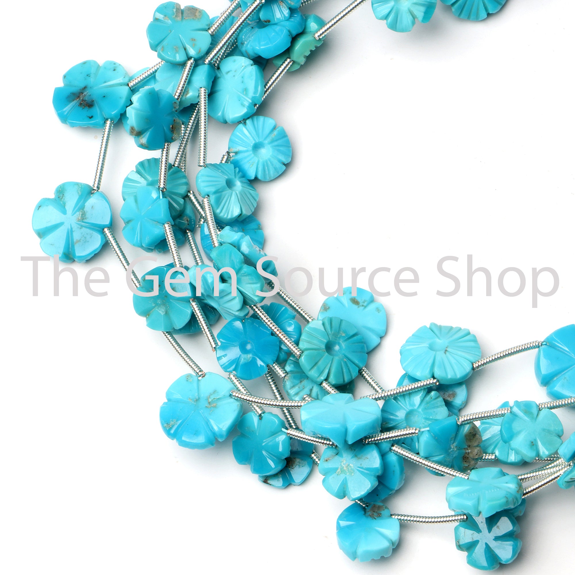 Natural Arizona Turquoise Beads, Arizona Turquoise Flower Carving Beads, Arizona Turquoise Gemstone Beads