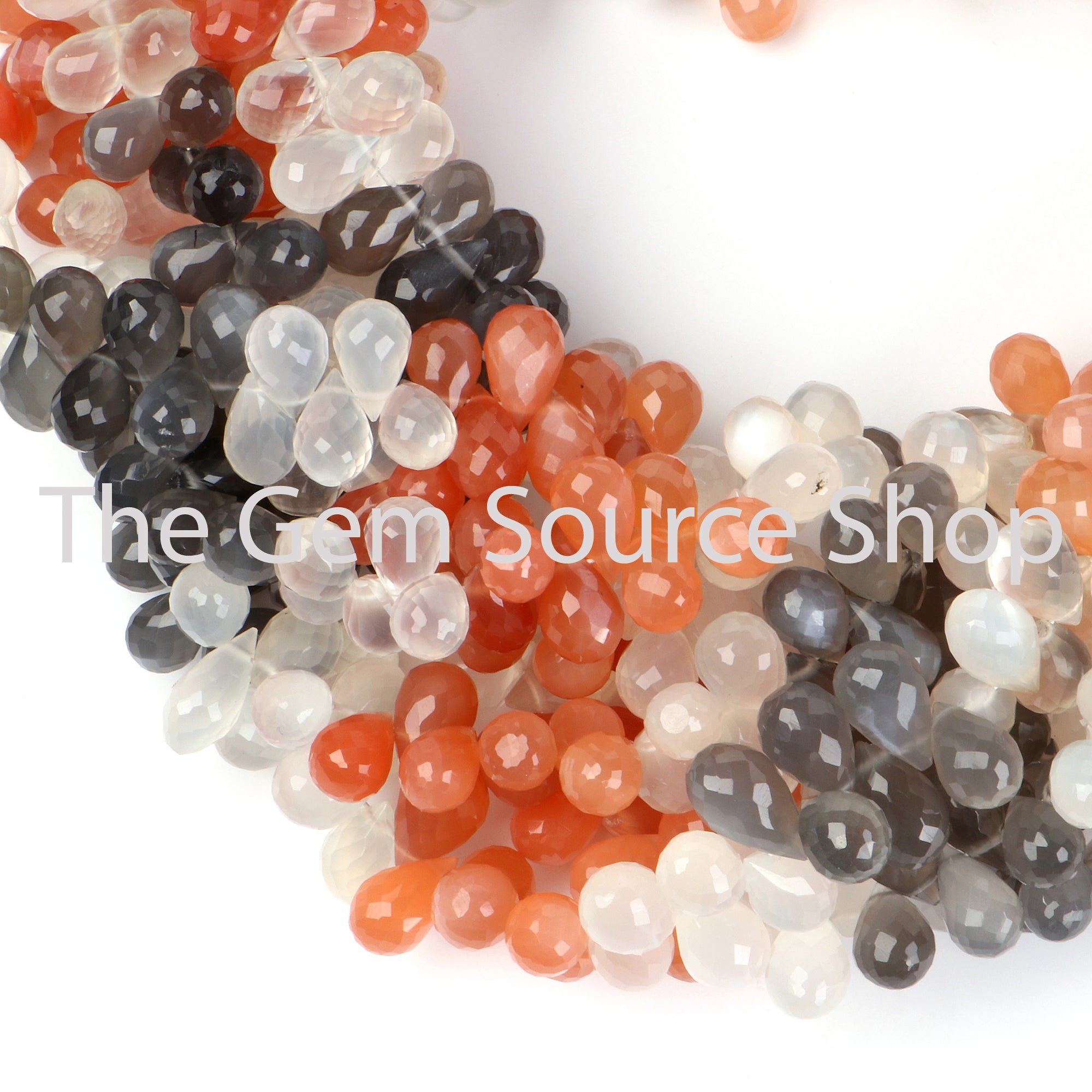 Multi Moonstone Faceted Drop Shape Gemstone Beads TGS-2482