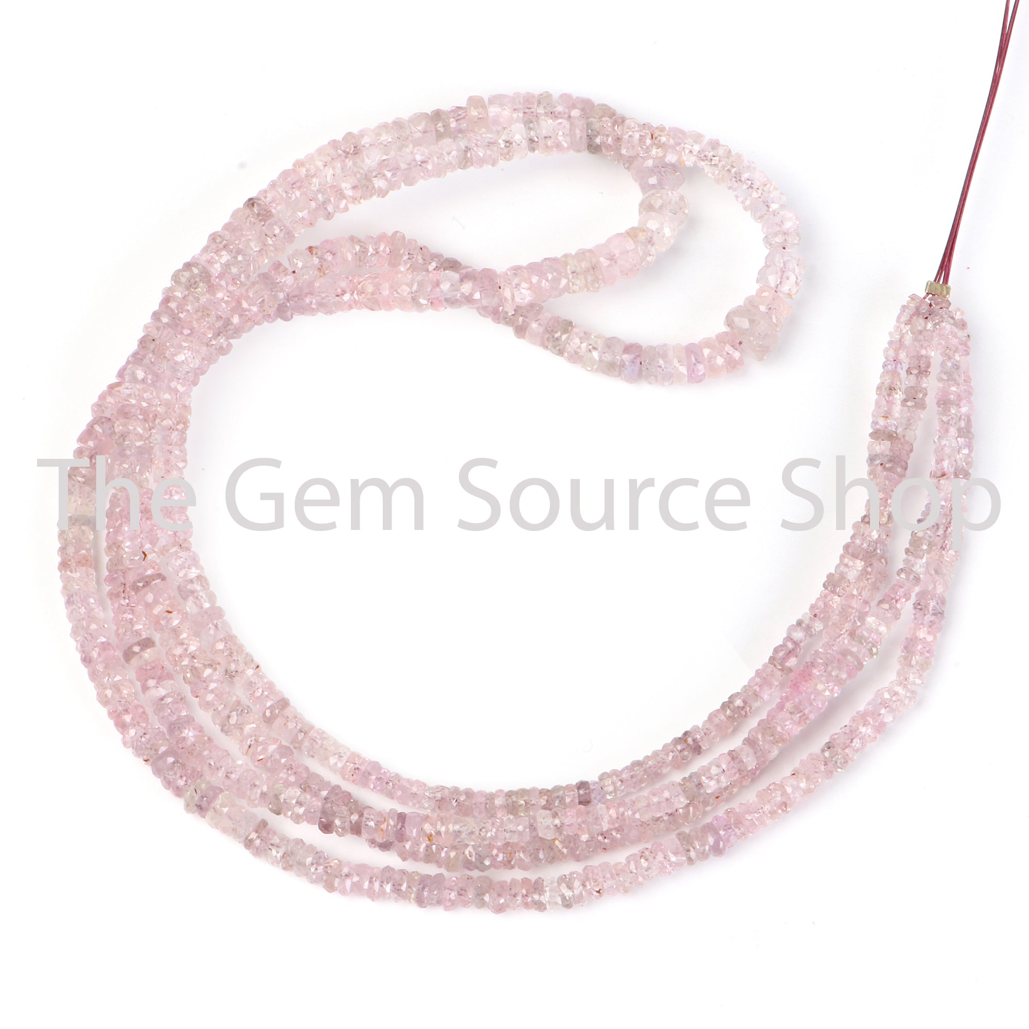 Light Pink Sapphire Faceted Rondelle Shape Gemstone Beads TGS-2498