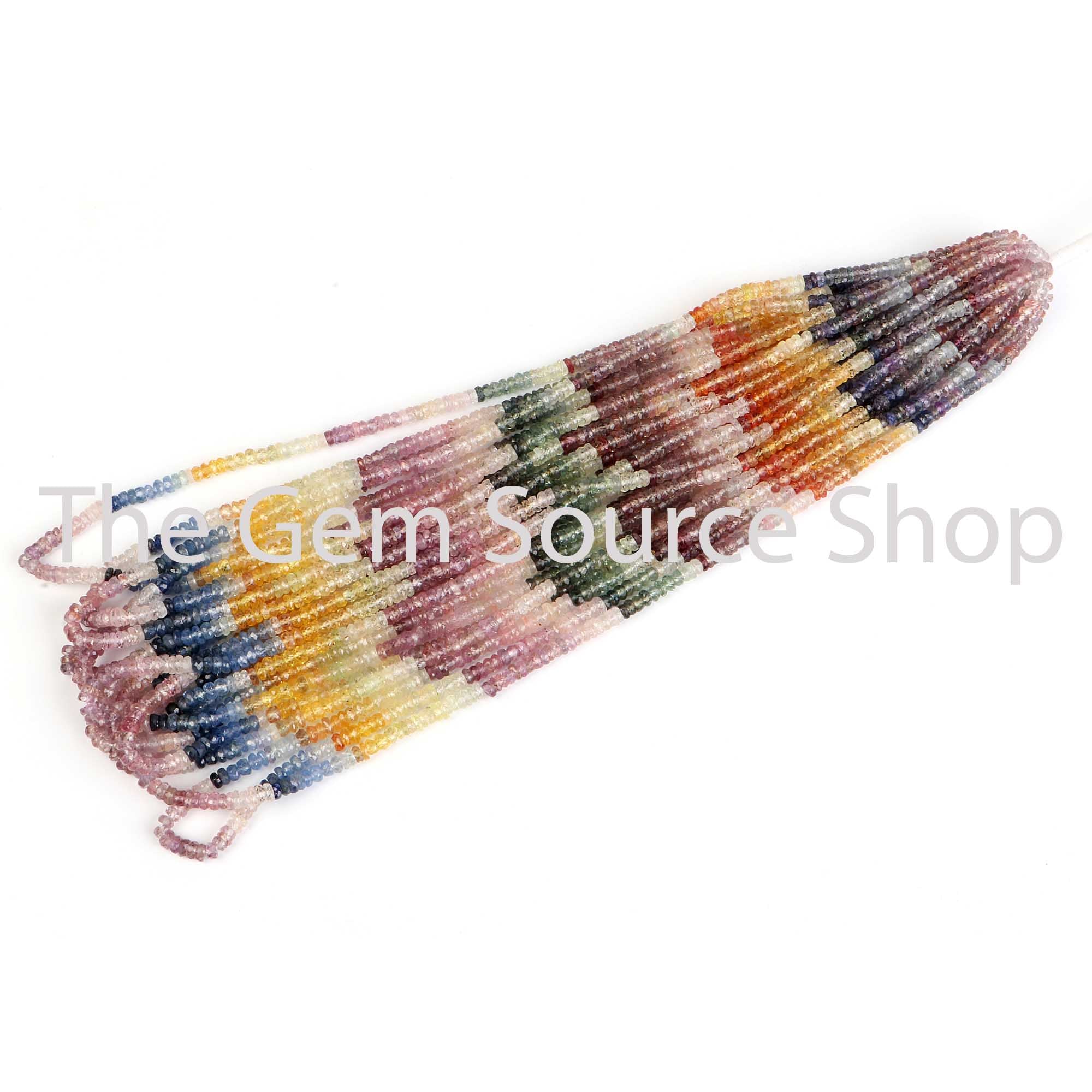 Natural Multi Sapphire Faceted Rondelle Shape Beads TGS-2524
