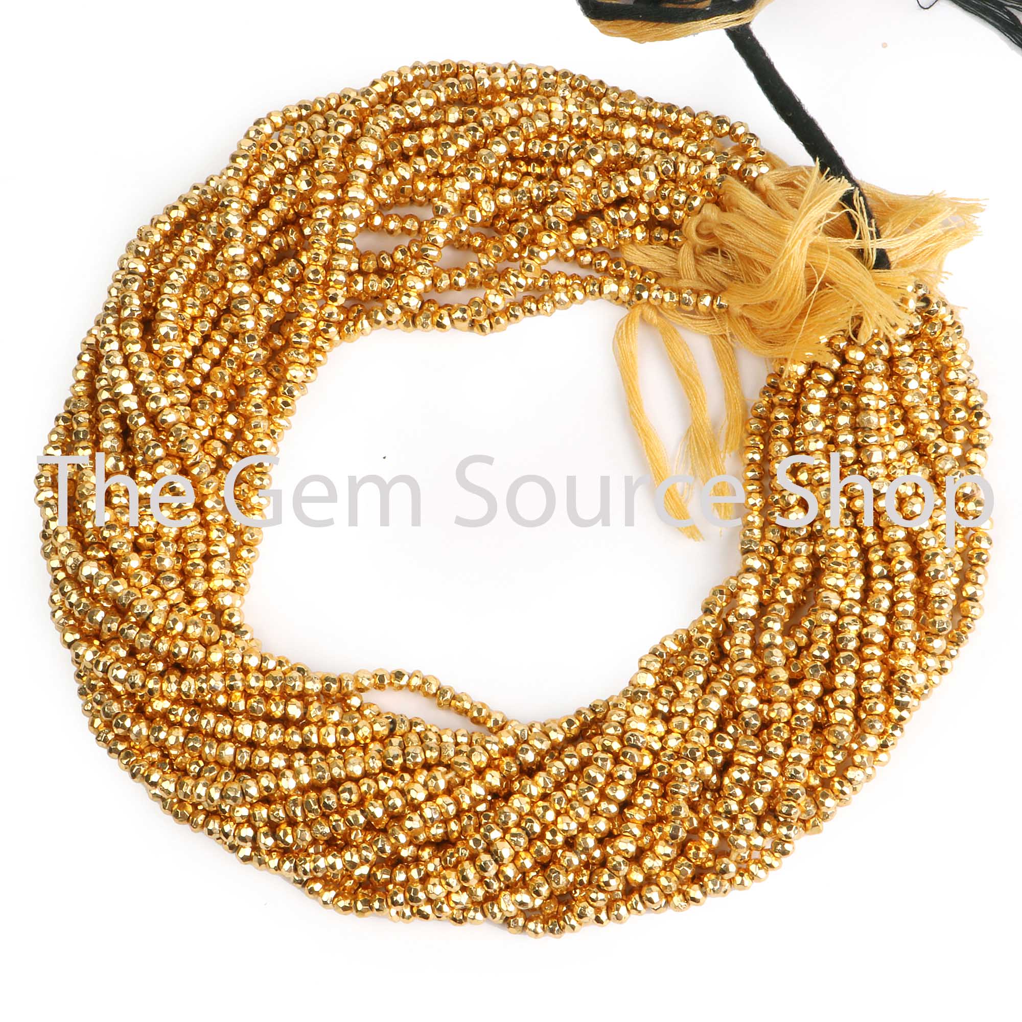 Pyrite Golden Coated Faceted Rondelle Shape Beads TGS-2525