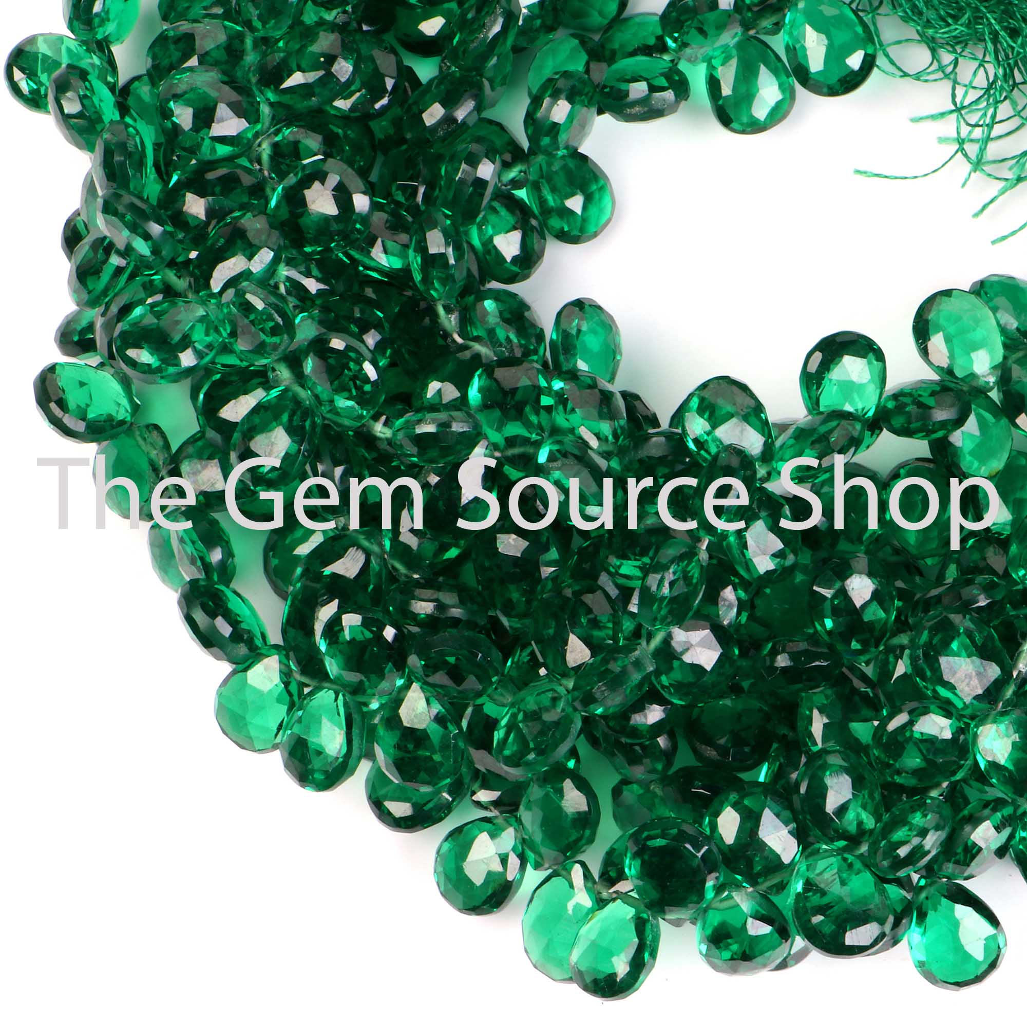 Green Cubic Zirconia Faceted Pear Shape Beads TGS-2529