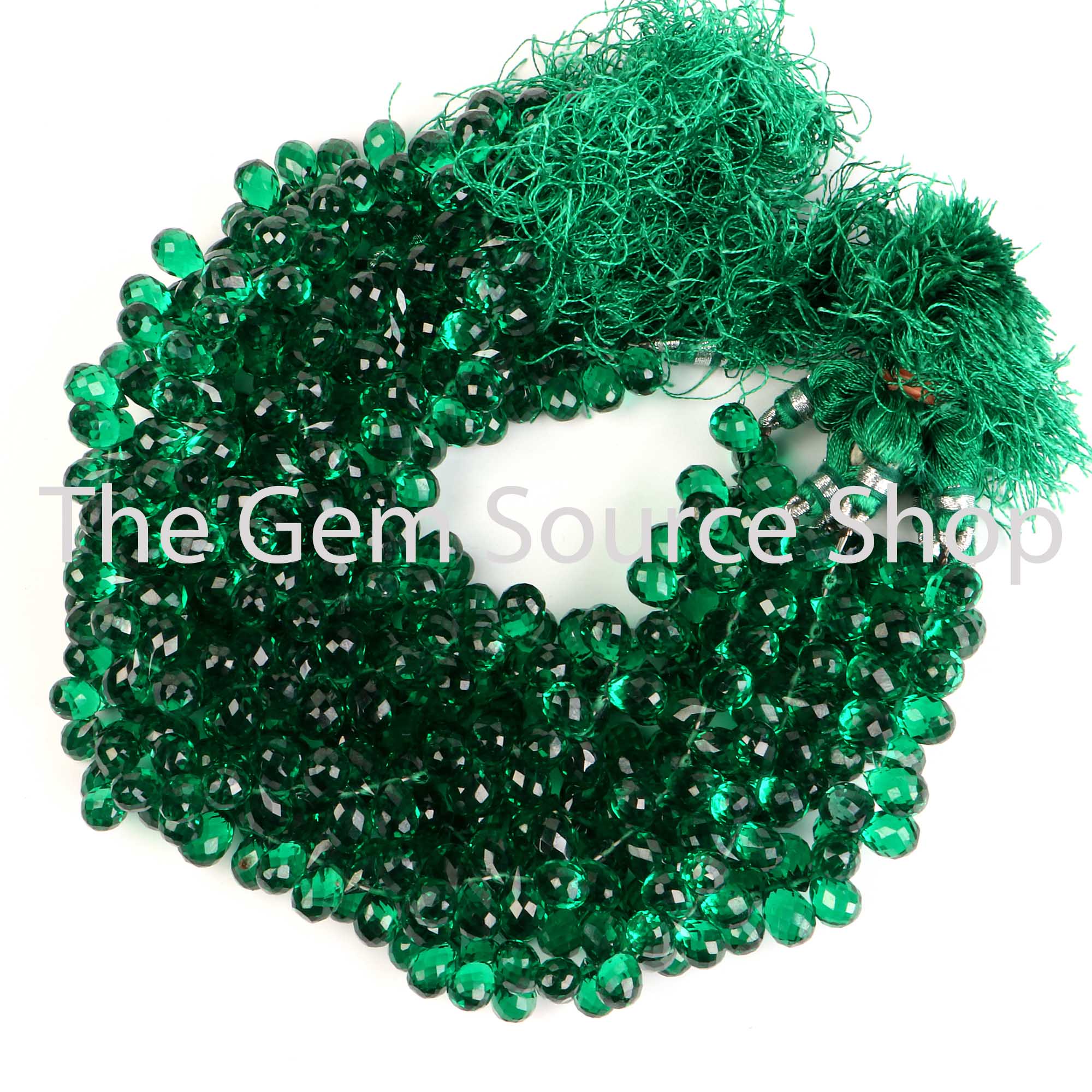 Green Cubic Zirconia Faceted Drop Shape Beads TGS-2530