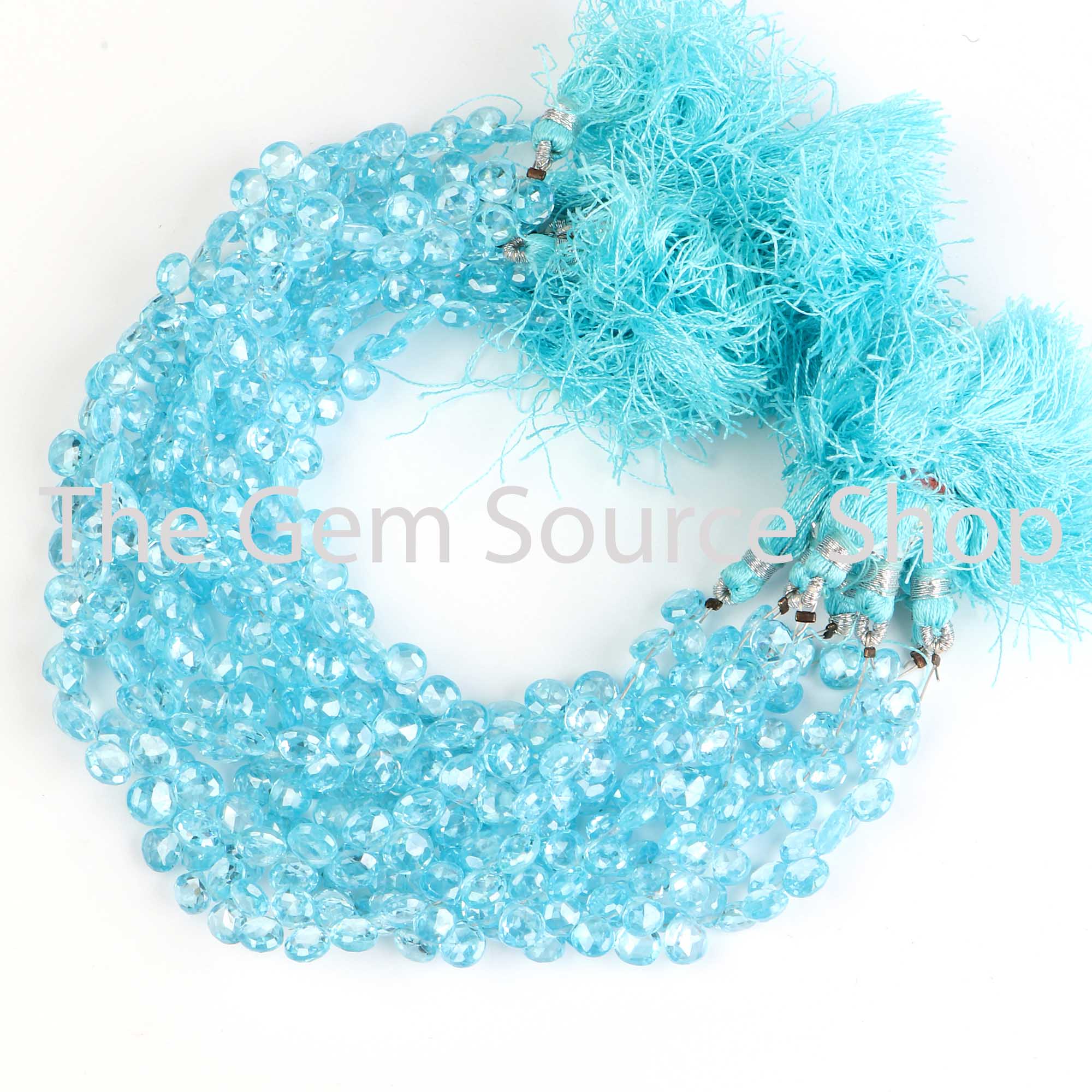 Sky Blue Topaz Cubic Zirconia Faceted Heart Shape Beads TGS-2536