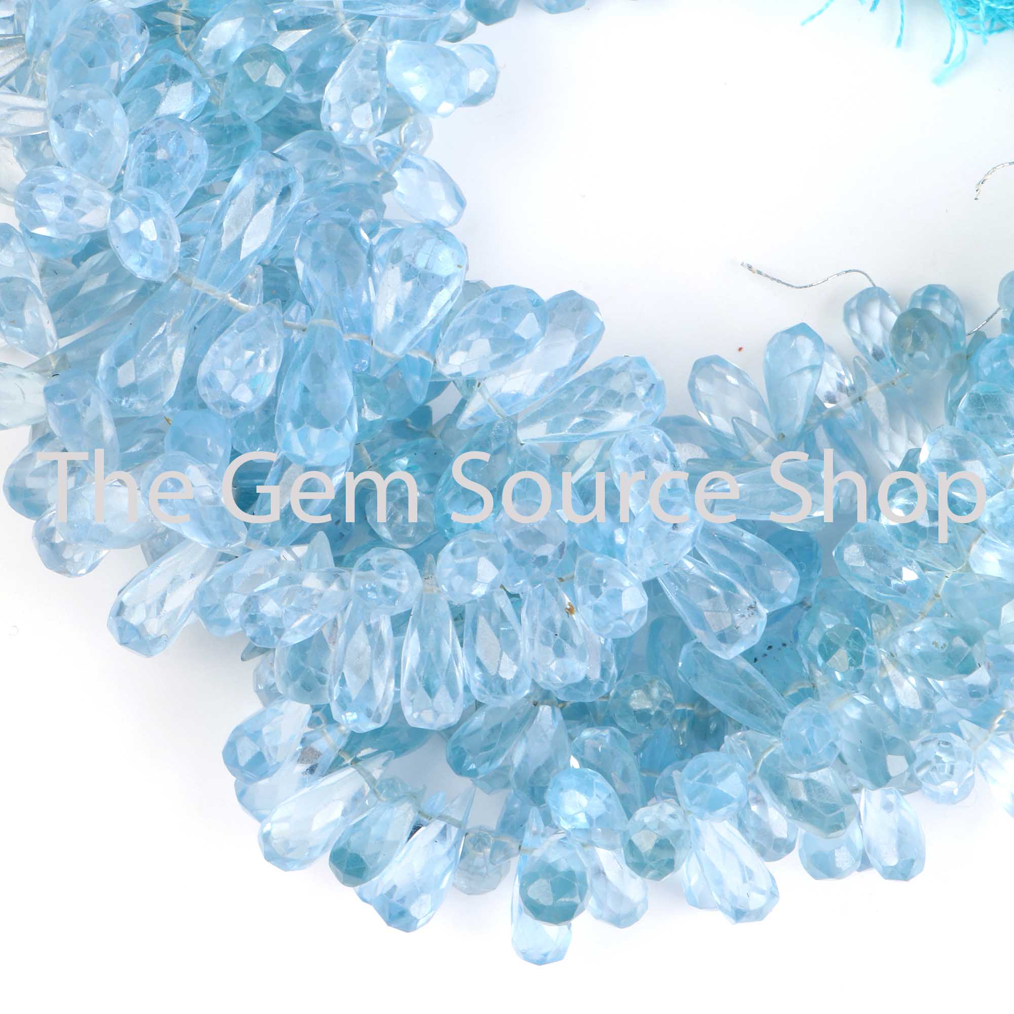 Sky Blue Topaz Cubic Zirconia Beads, Cubic Zirconia Faceted Drop Beads, Side Drill Drop Beads
