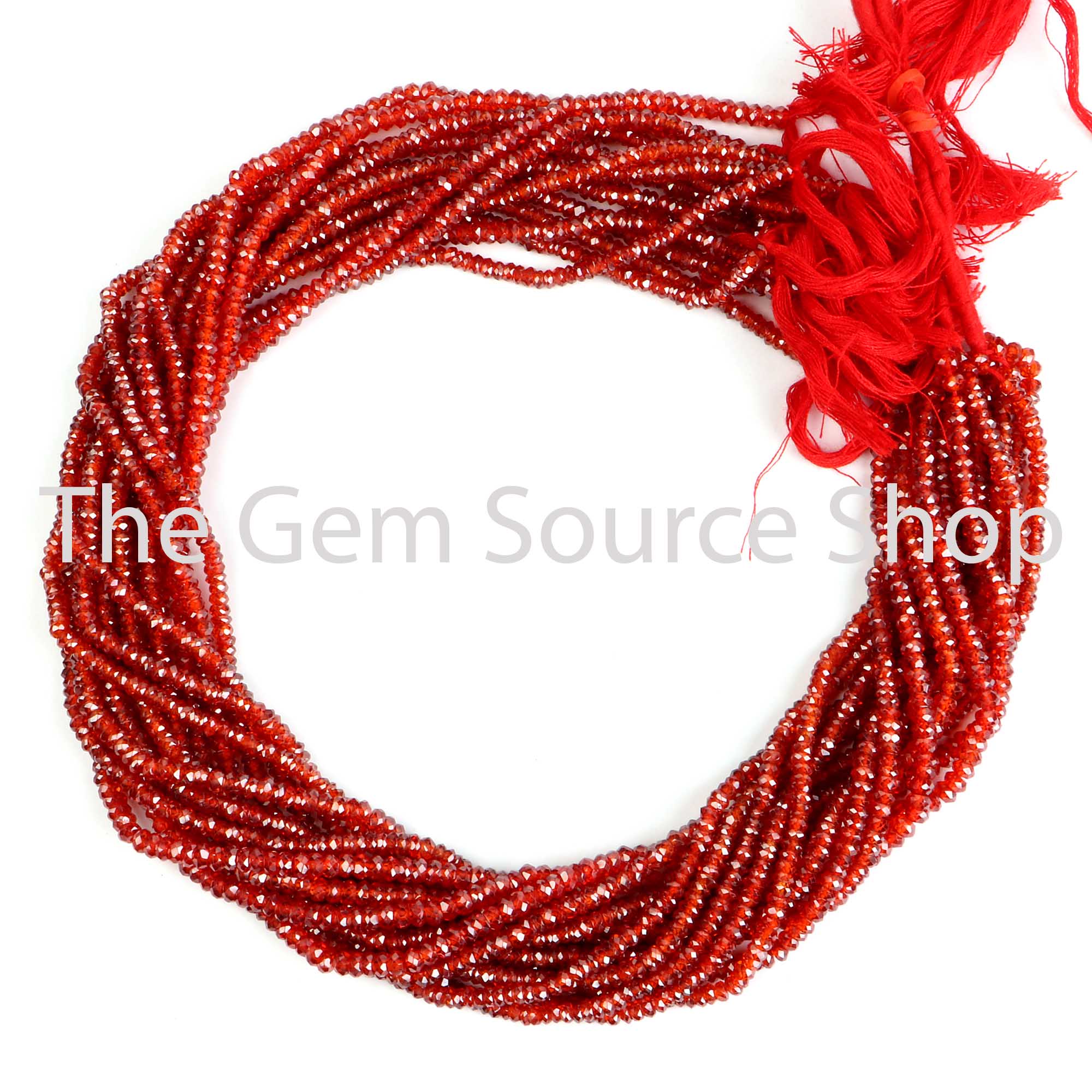 Orange Sapphire Cubic Zirconia Faceted Rondelle Shape Beads TGS-2541